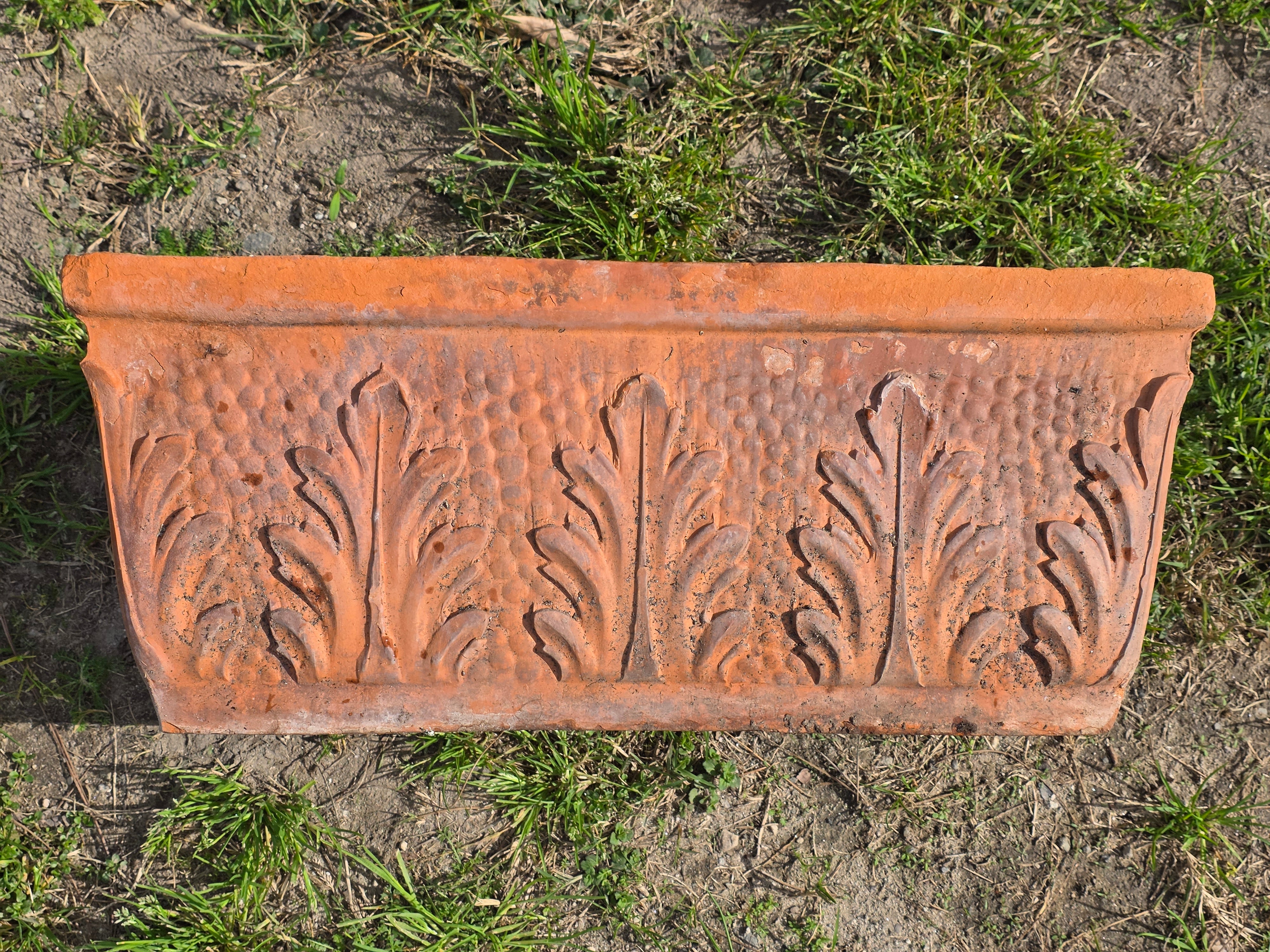 Large Vintage Italian-Style Acanthus Leaf Relief Terracotta Garden Planter 24.5"
