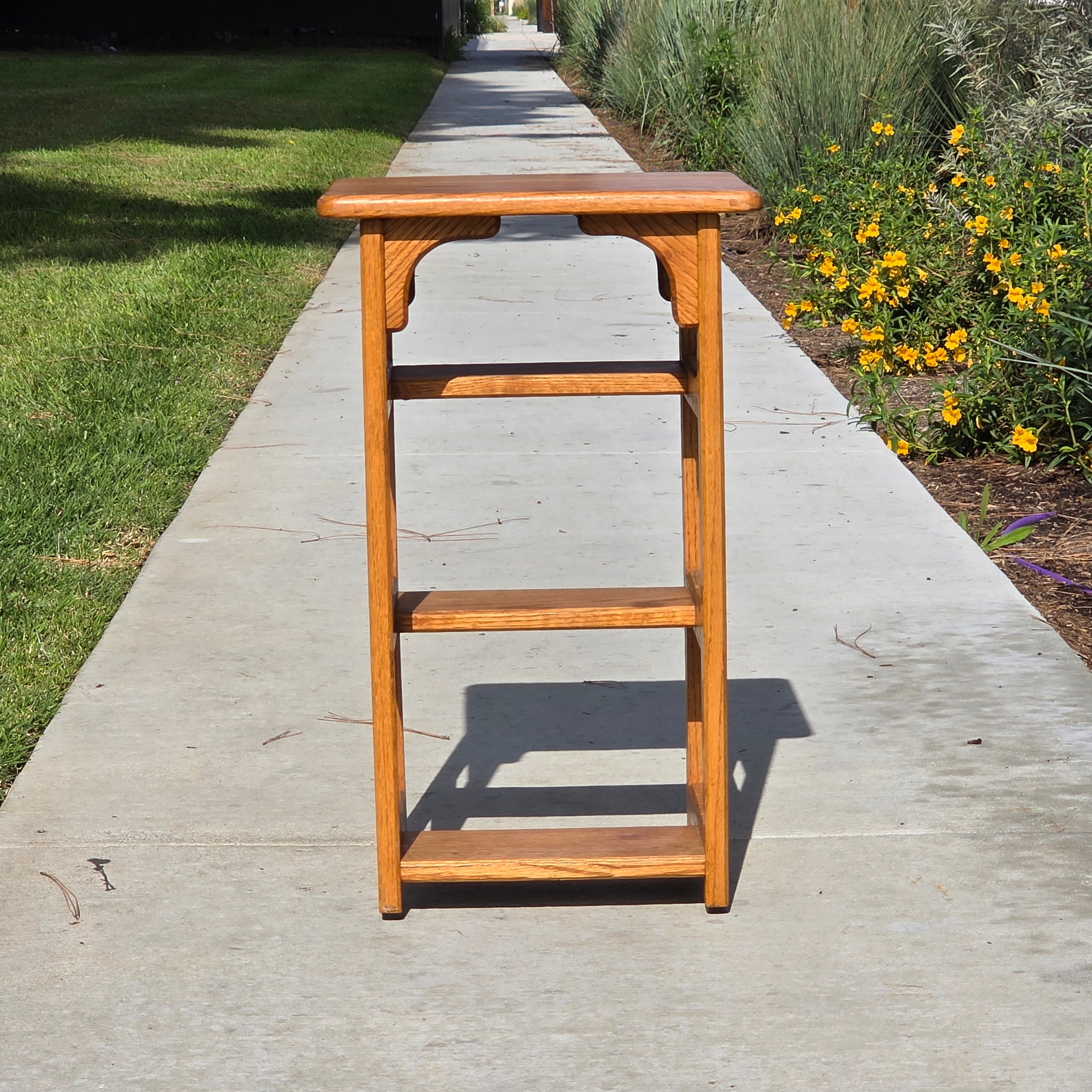 Vintage Solid Oak 3-Step Stool - Attributed to Hoosier Brand