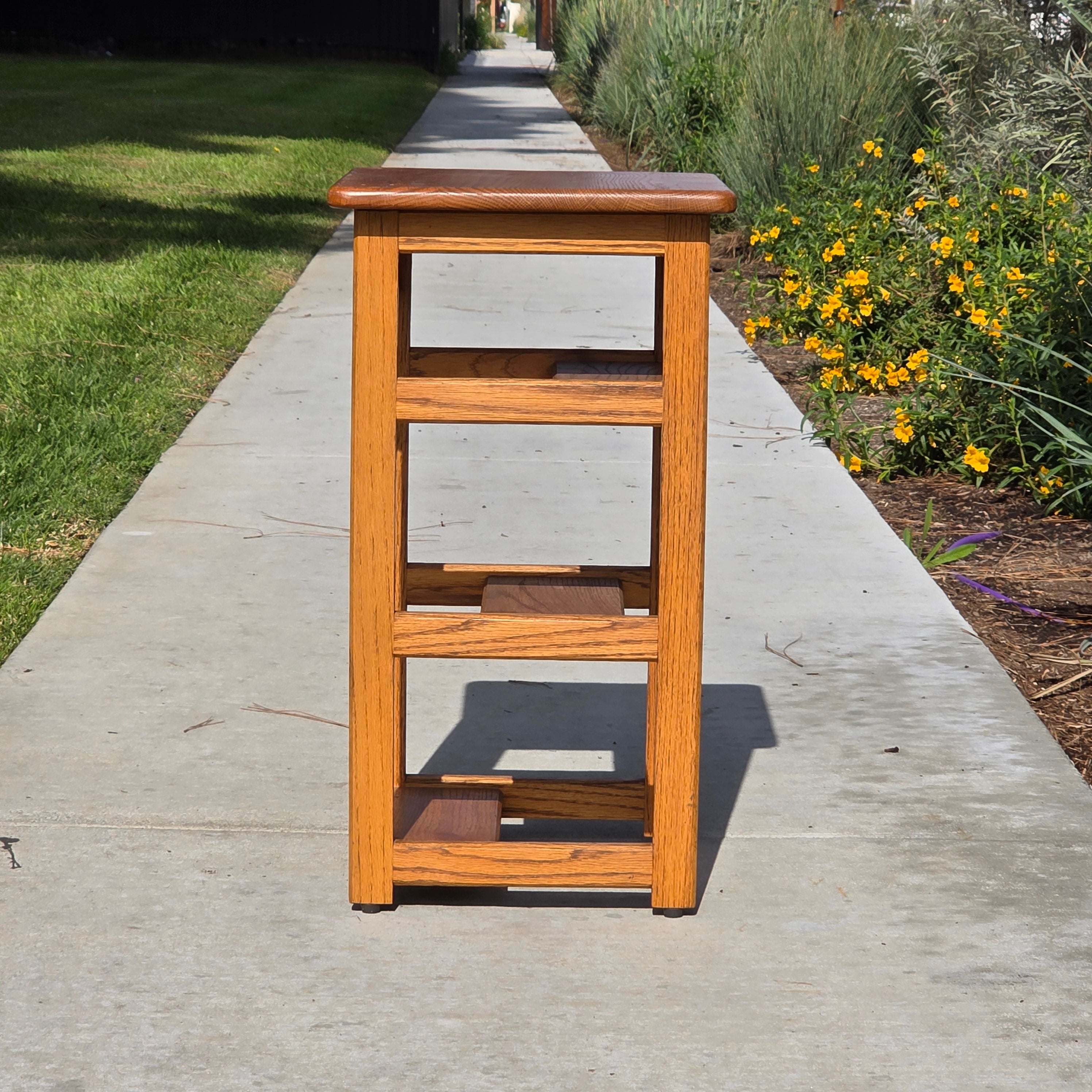Vintage Solid Oak 3-Step Stool - Attributed to Hoosier Brand