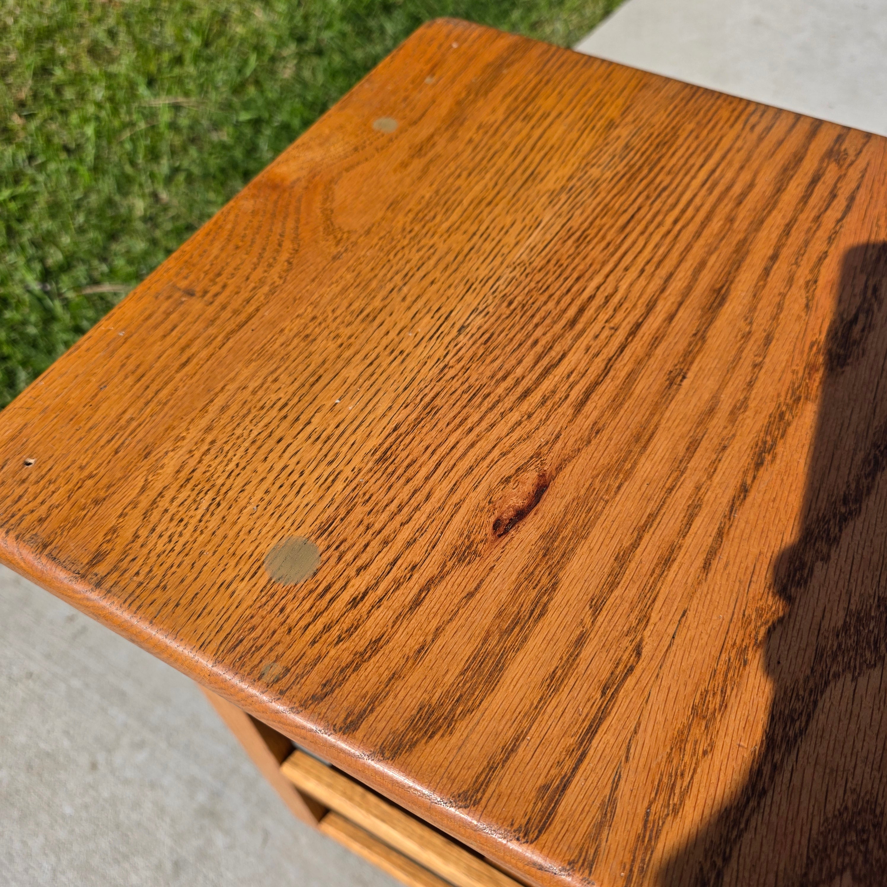 Vintage Solid Oak 3-Step Stool - Attributed to Hoosier Brand