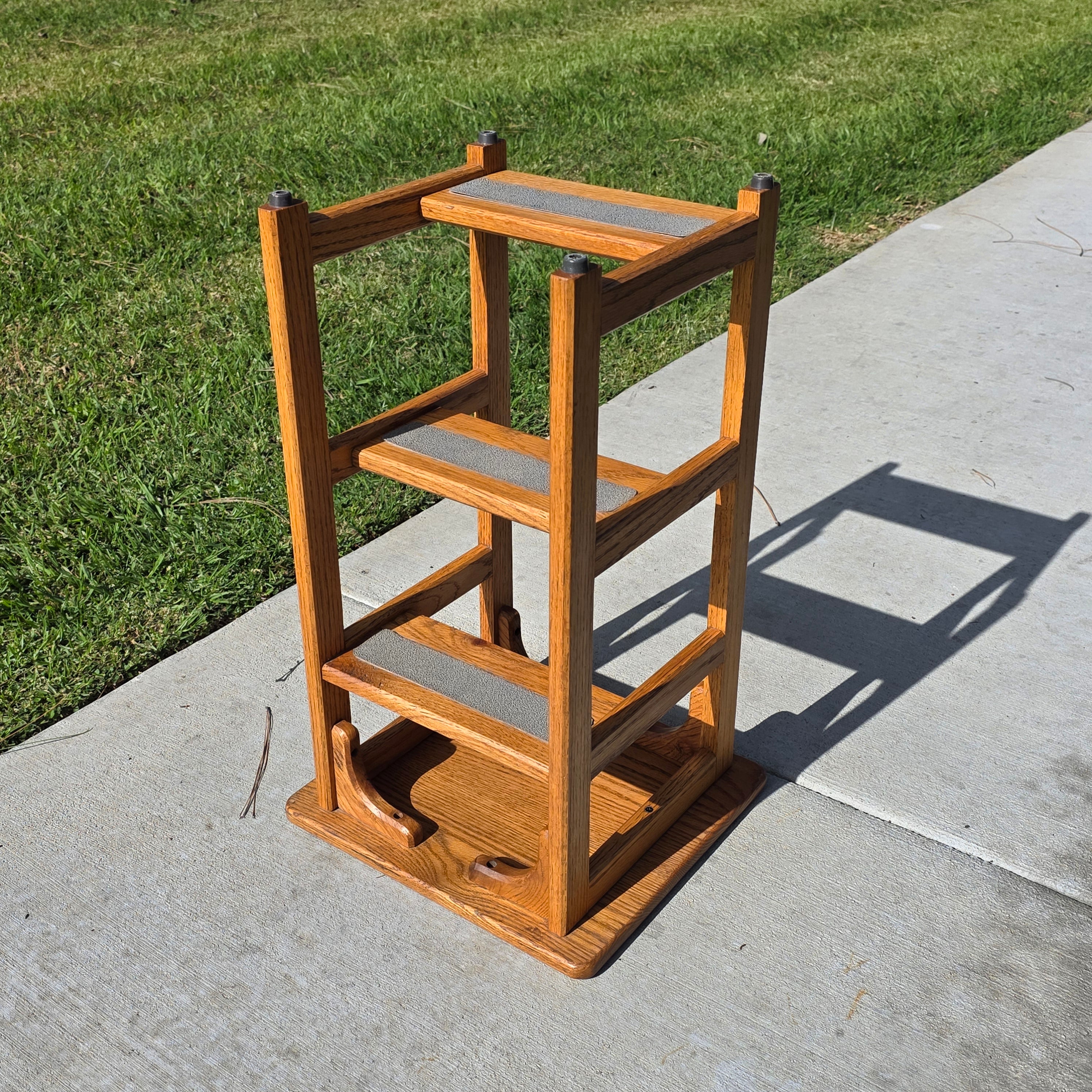 Vintage Solid Oak 3-Step Stool - Attributed to Hoosier Brand