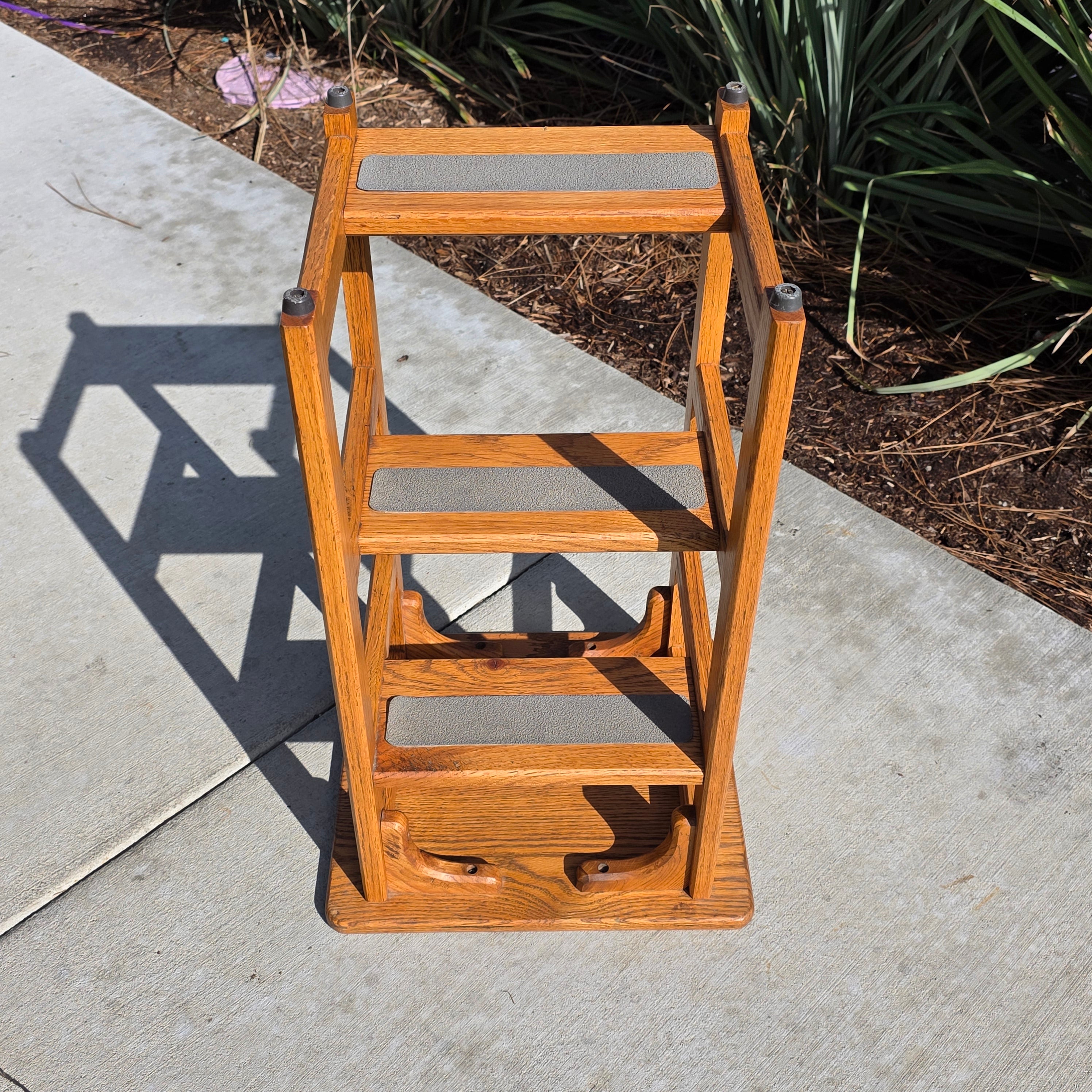 Vintage Solid Oak 3-Step Stool - Attributed to Hoosier Brand