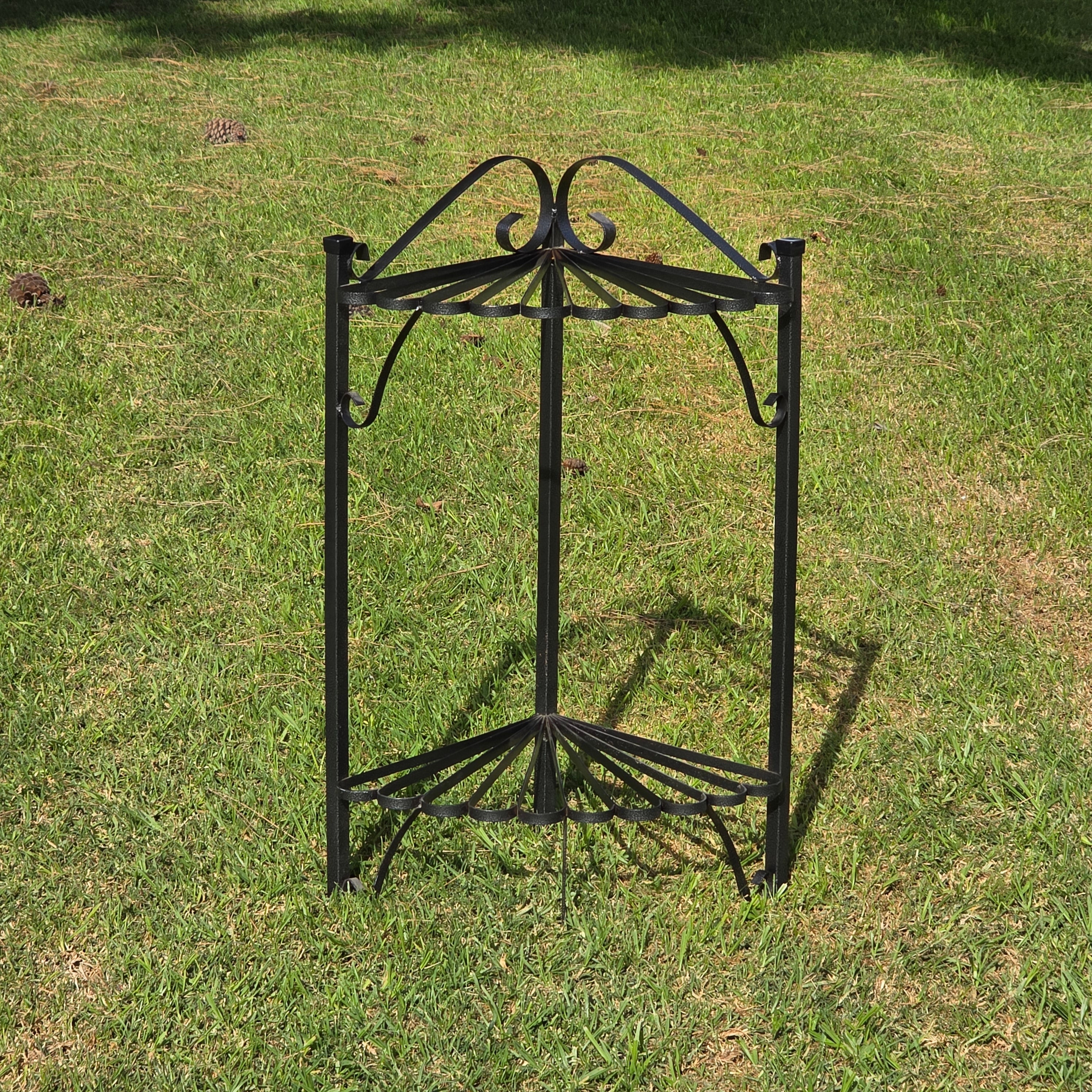Vintage Decorative Wrought Iron Style 2-Tier Corner Plant Stand - Shell Design