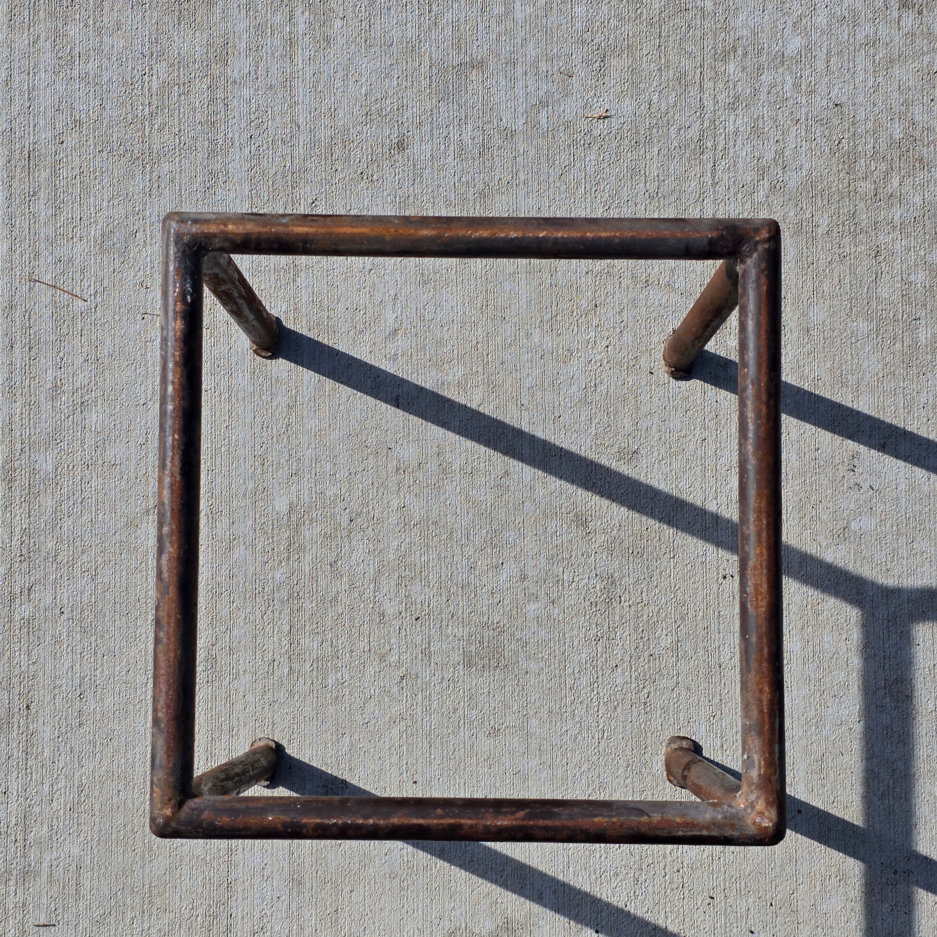 Vintage Custom Industrial Concrete & Tile Side Table with Wrought Iron Base