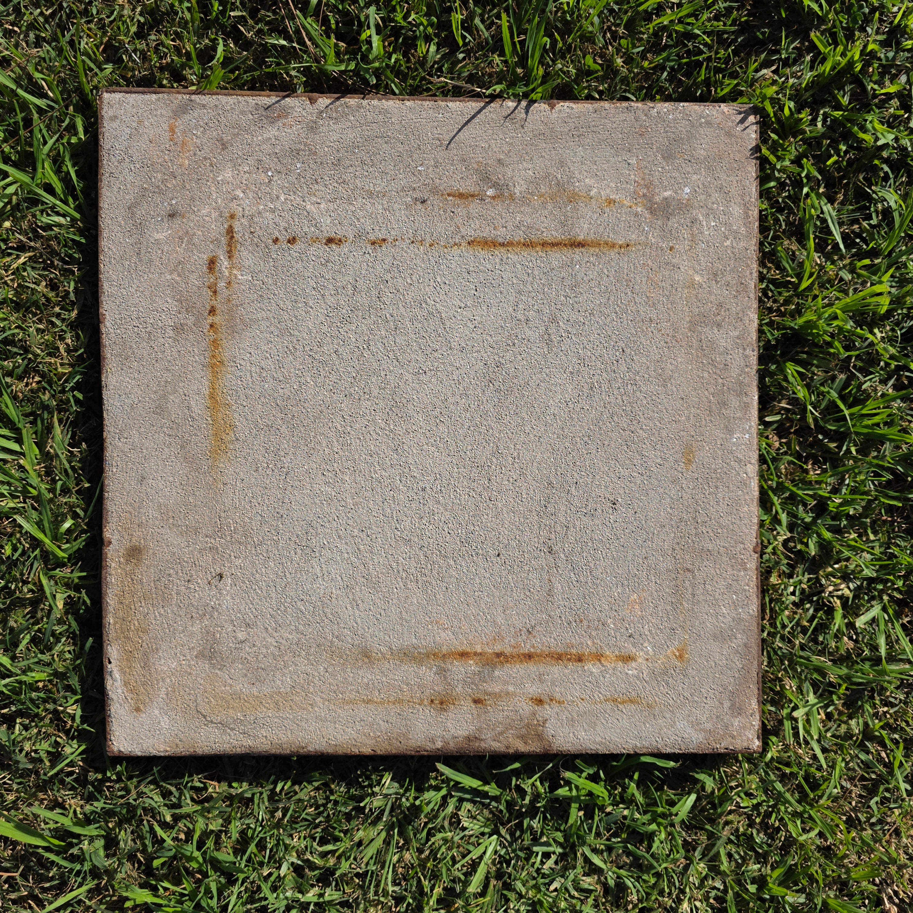 Vintage Custom Industrial Concrete & Tile Side Table with Wrought Iron Base