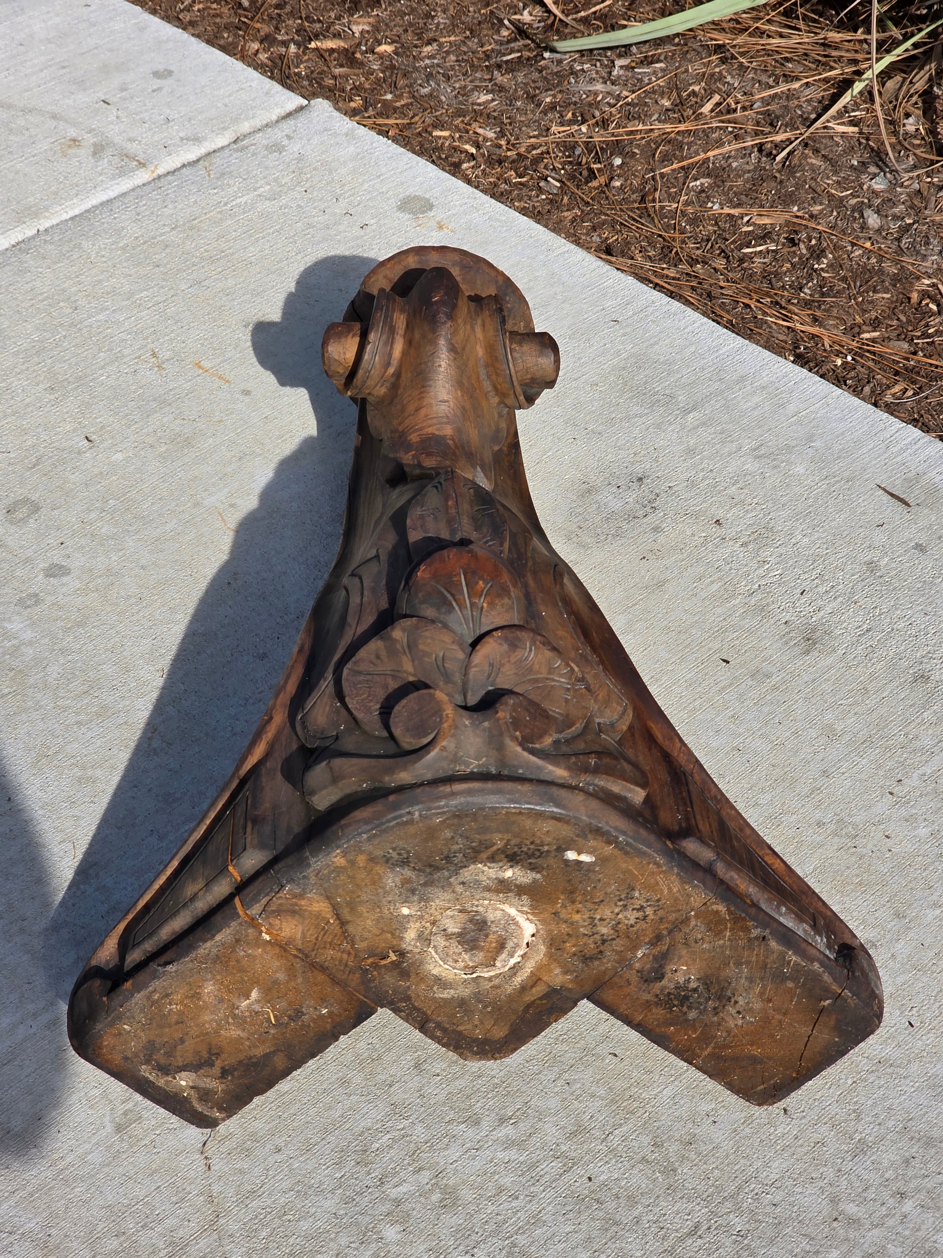 Vintage Hand-Carved Wood Pillar Candle Holder / Pedestal - Upcycled Antique Leg