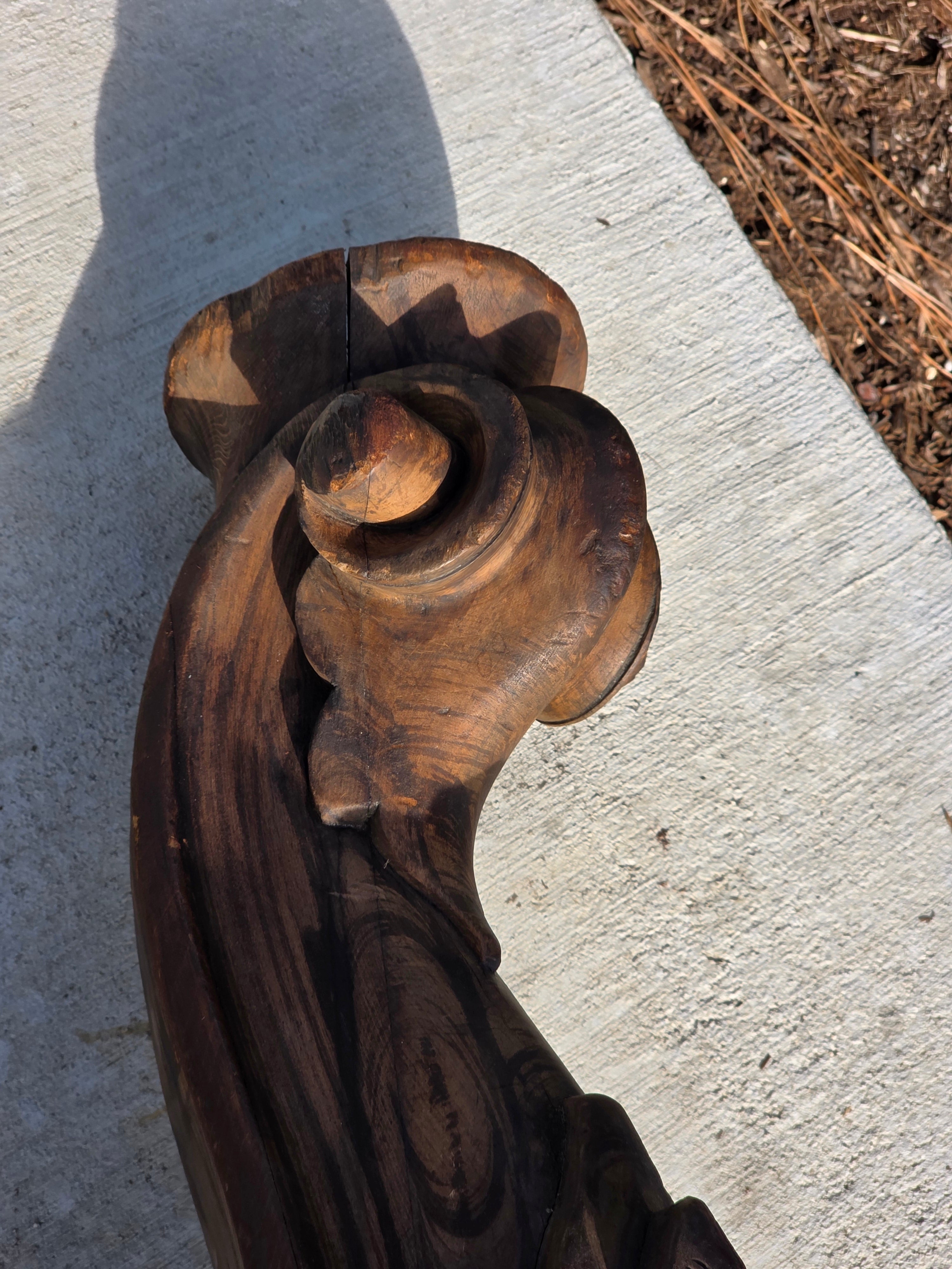 Vintage Hand-Carved Wood Pillar Candle Holder / Pedestal - Upcycled Antique Leg