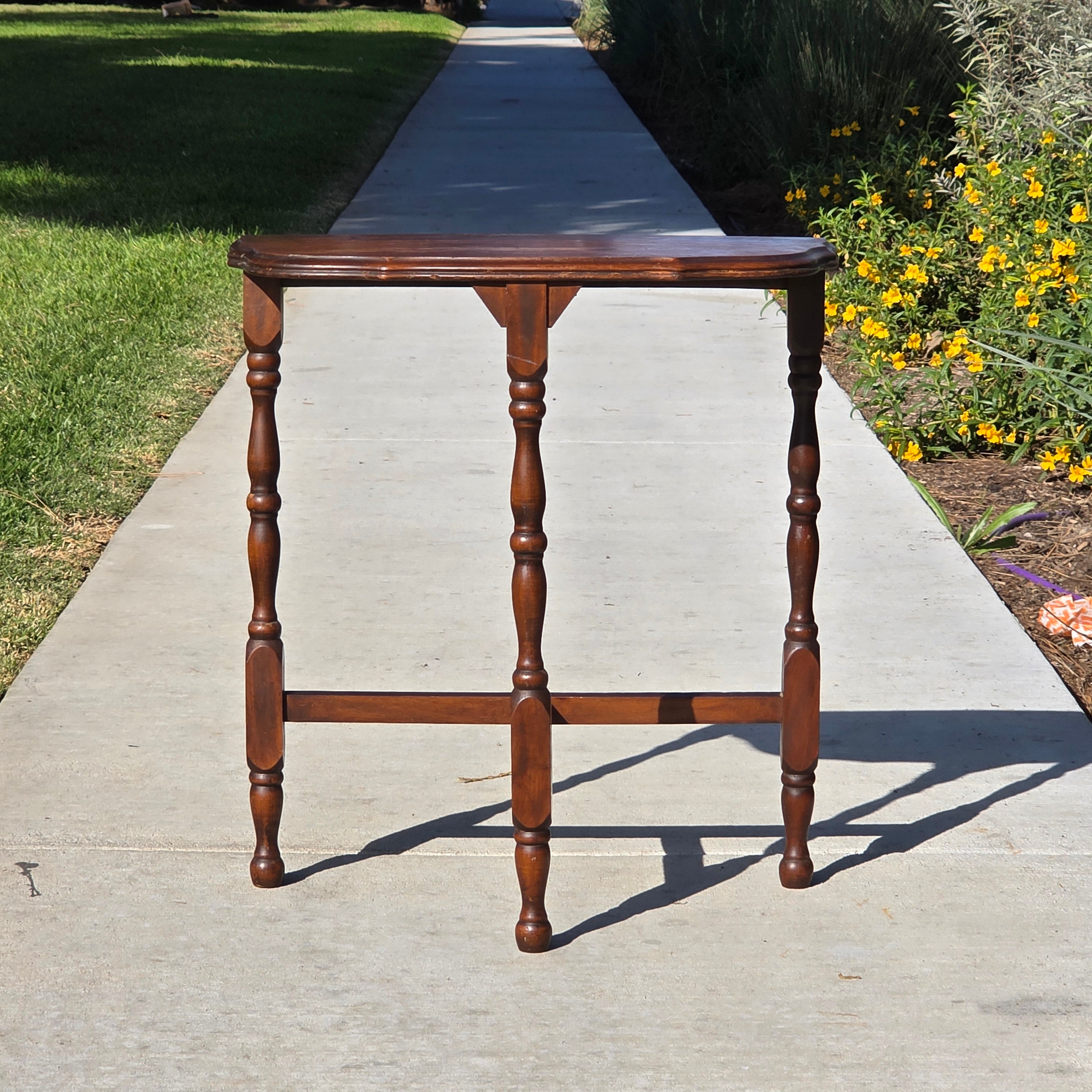 Early 20th Century Antique Half-Moon Console Table / All Slotted Screw Joinery