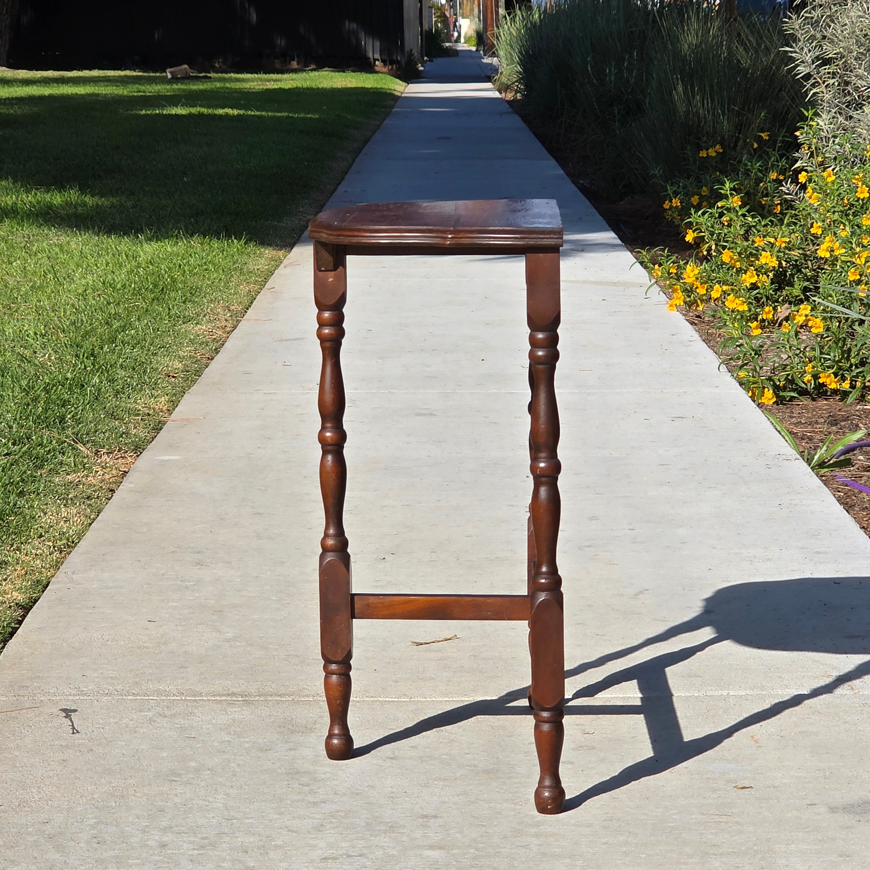 Early 20th Century Antique Half-Moon Console Table / All Slotted Screw Joinery