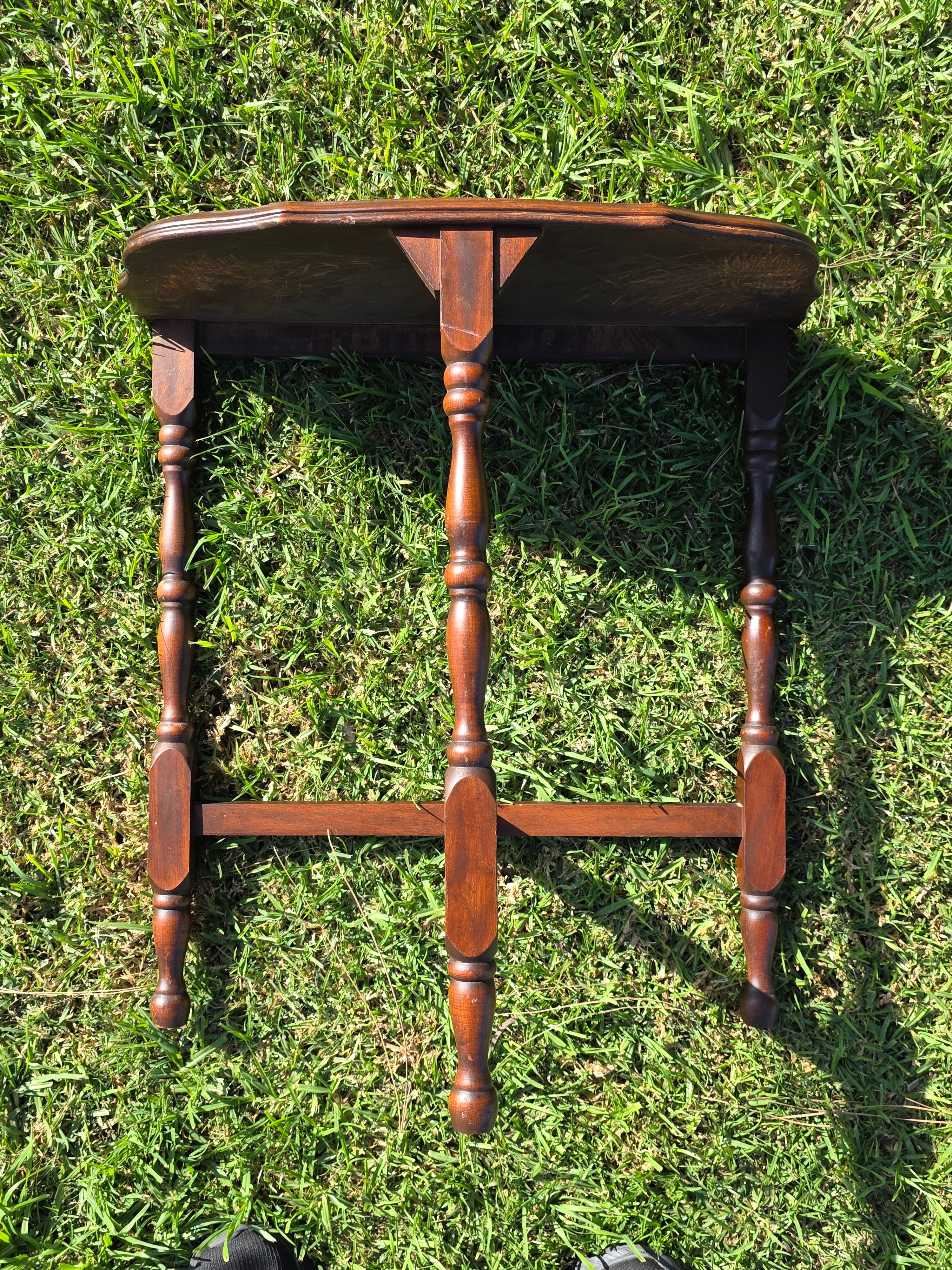 Early 20th Century Antique Half-Moon Console Table / All Slotted Screw Joinery