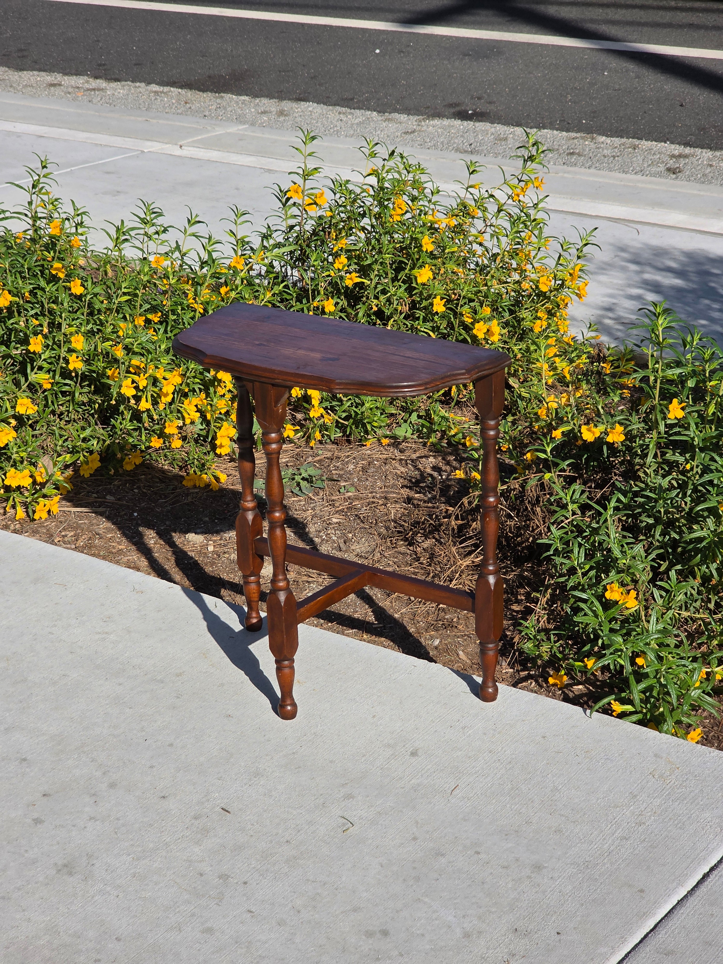Early 20th Century Antique Half-Moon Console Table / All Slotted Screw Joinery
