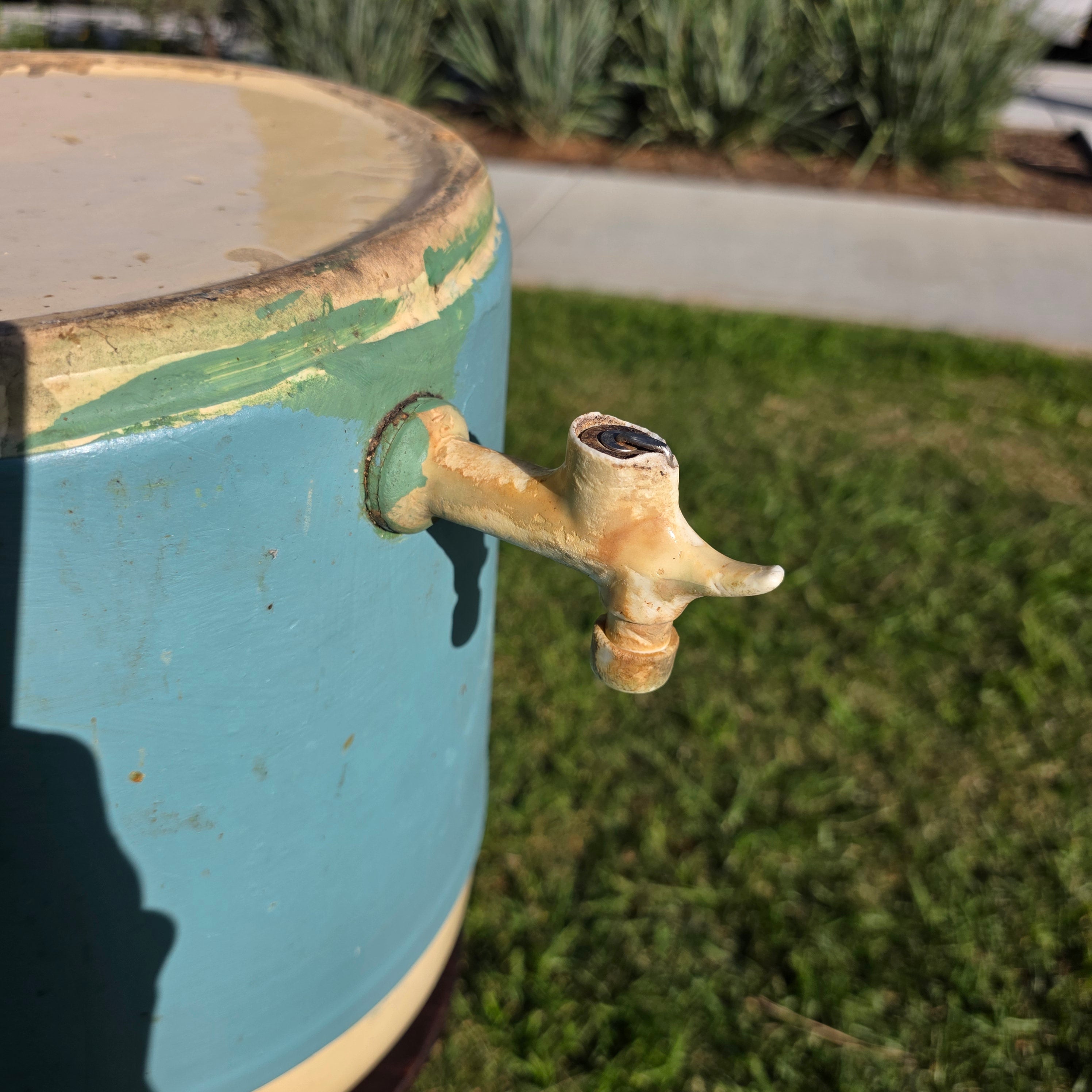 Vintage Hand-Painted Ceramic Water Crock / Rustic Stoneware Dispenser