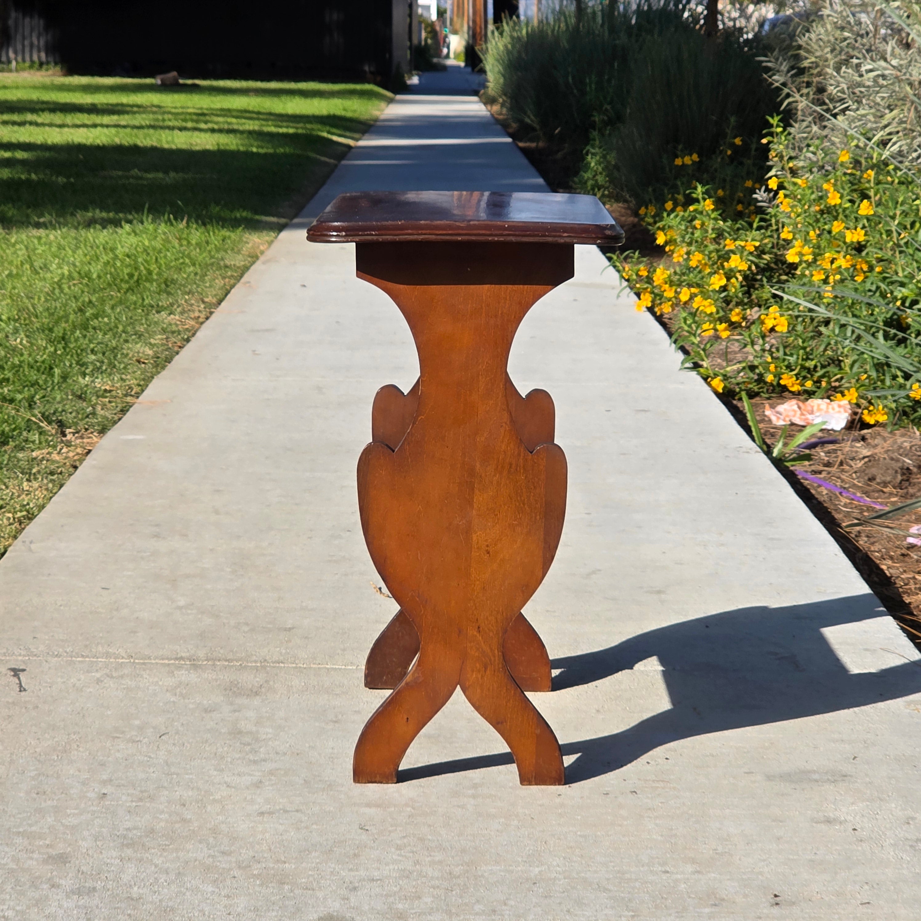 Vintage Wood Magazine Rack Side Table / c. 1930s-40s Library Accent