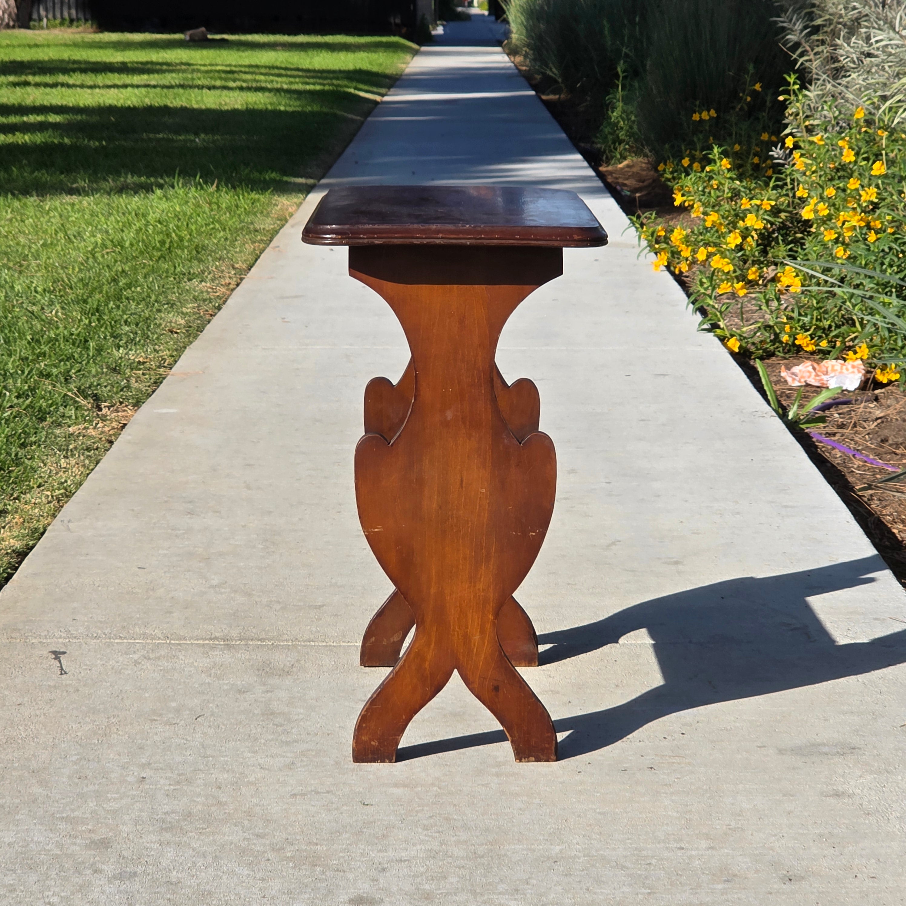 Vintage Wood Magazine Rack Side Table / c. 1930s-40s Library Accent