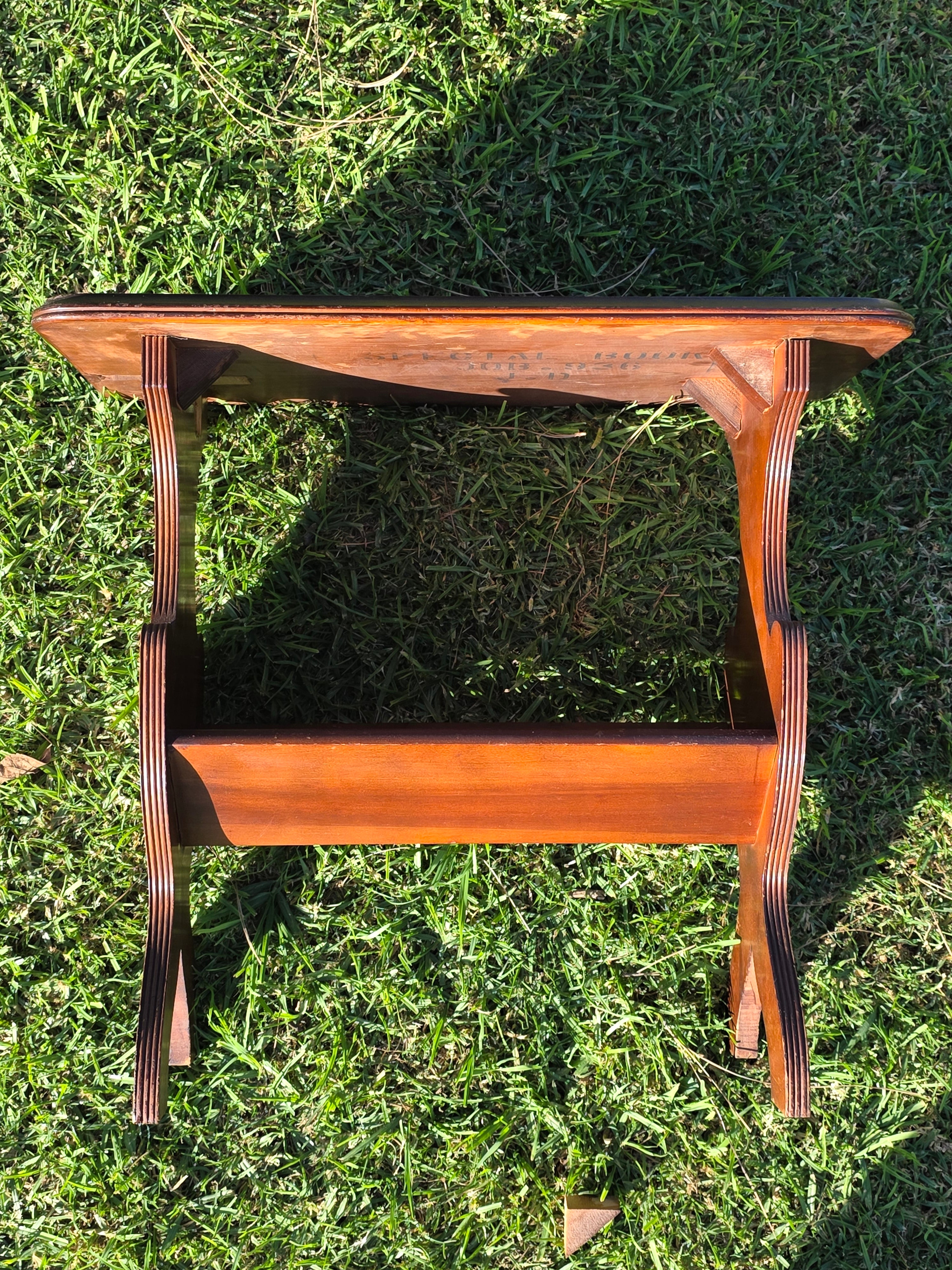 Vintage Wood Magazine Rack Side Table / c. 1930s-40s Library Accent