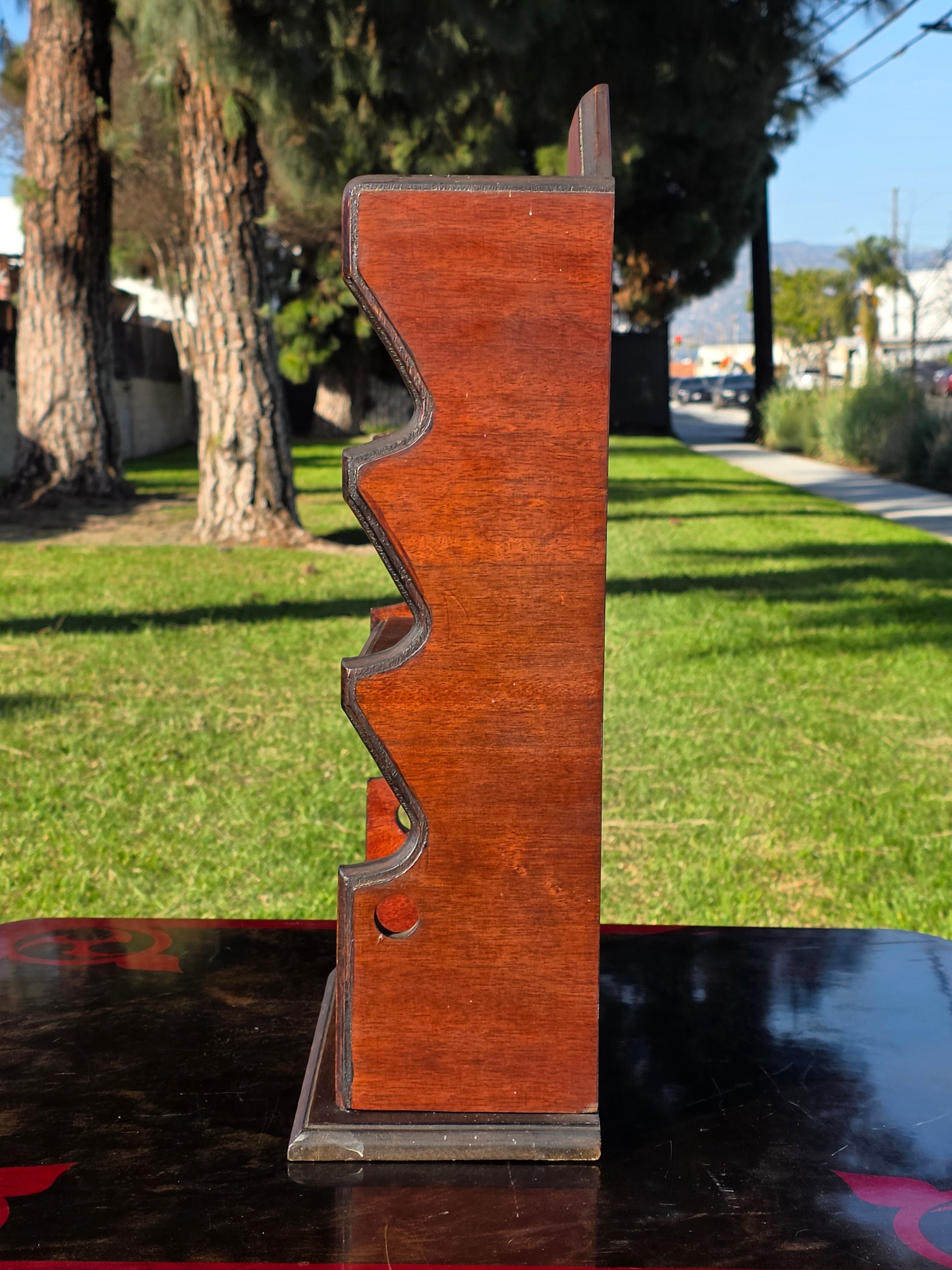 Vintage Mid-Century Wooden Spice Rack / Kitchen Wall Shelf w/ Scalloped Sides