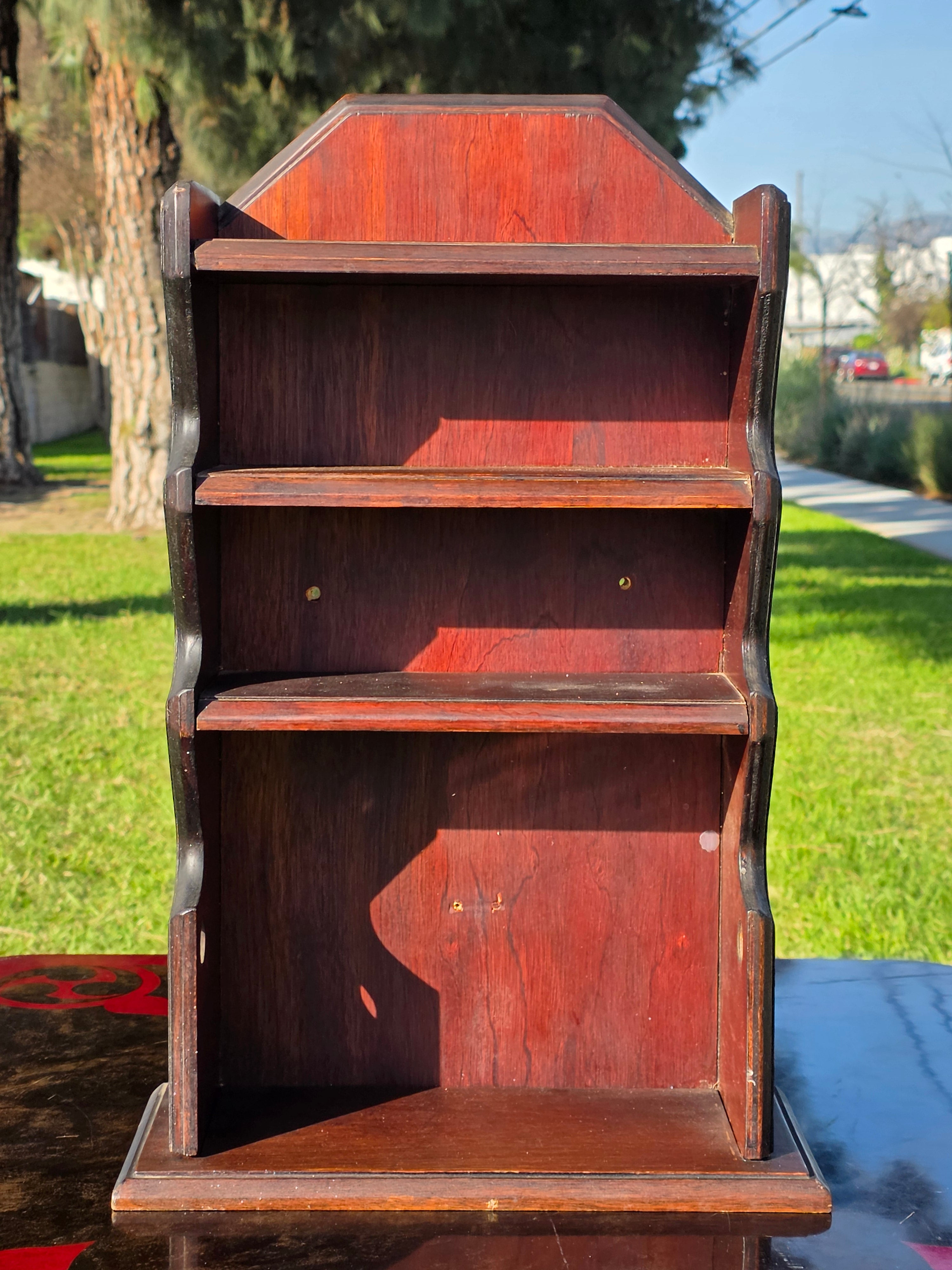 Vintage Mid-Century Wooden Spice Rack / Kitchen Wall Shelf w/ Scalloped Sides