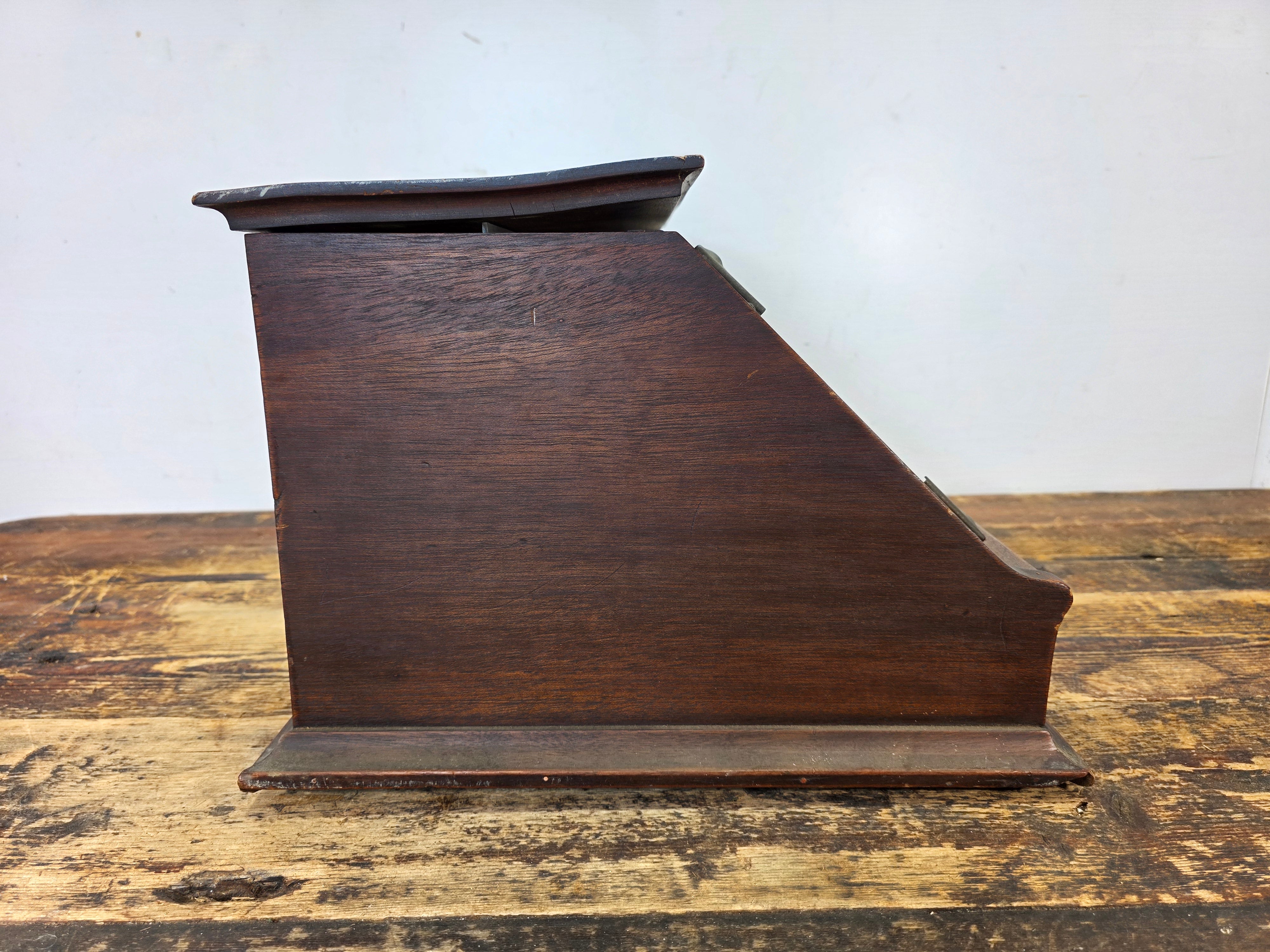 Antique Country Store Wood Countertop Showcase w/ Frosted Glass Jewelry Display