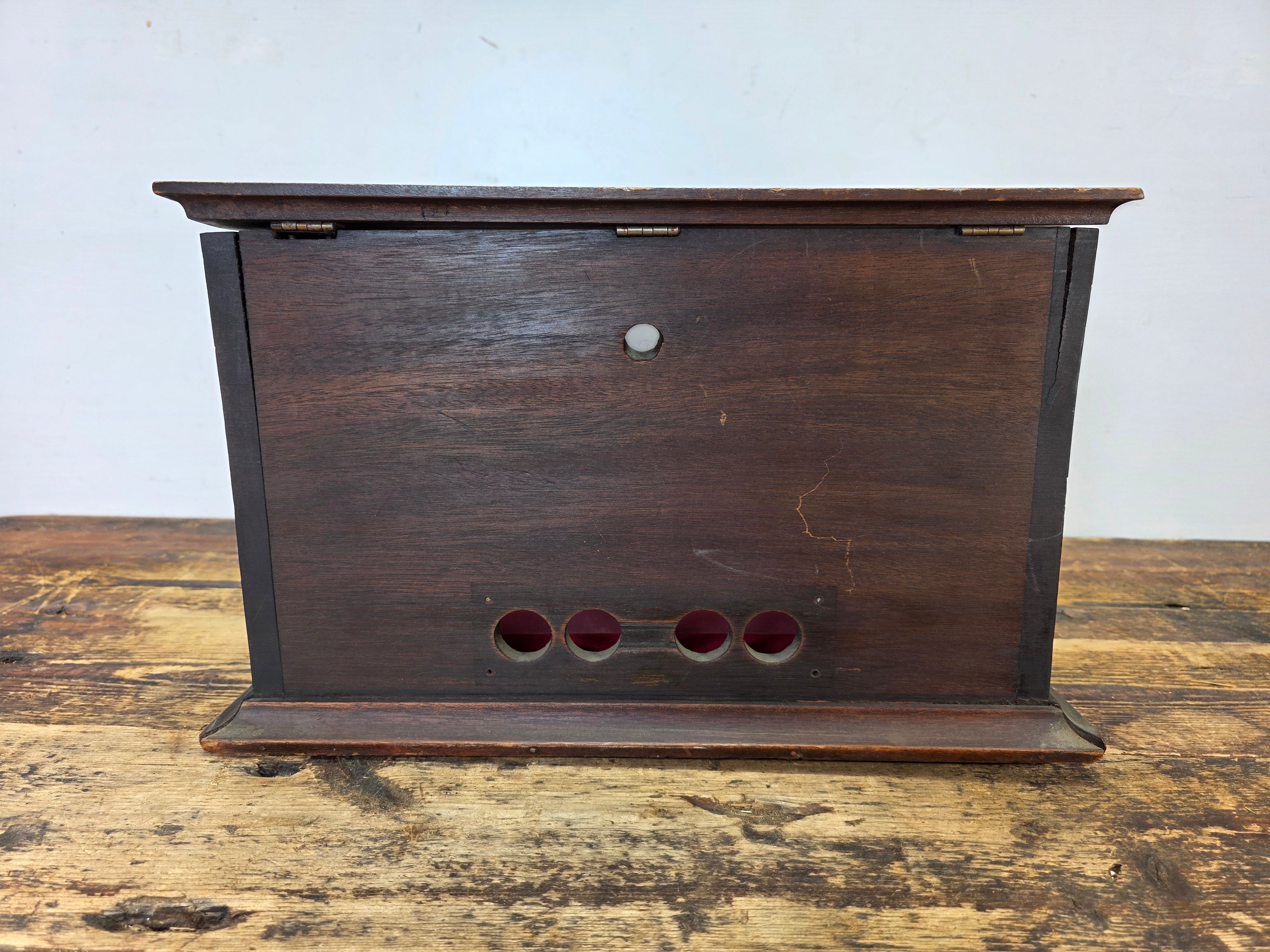 Antique Country Store Wood Countertop Showcase w/ Frosted Glass Jewelry Display