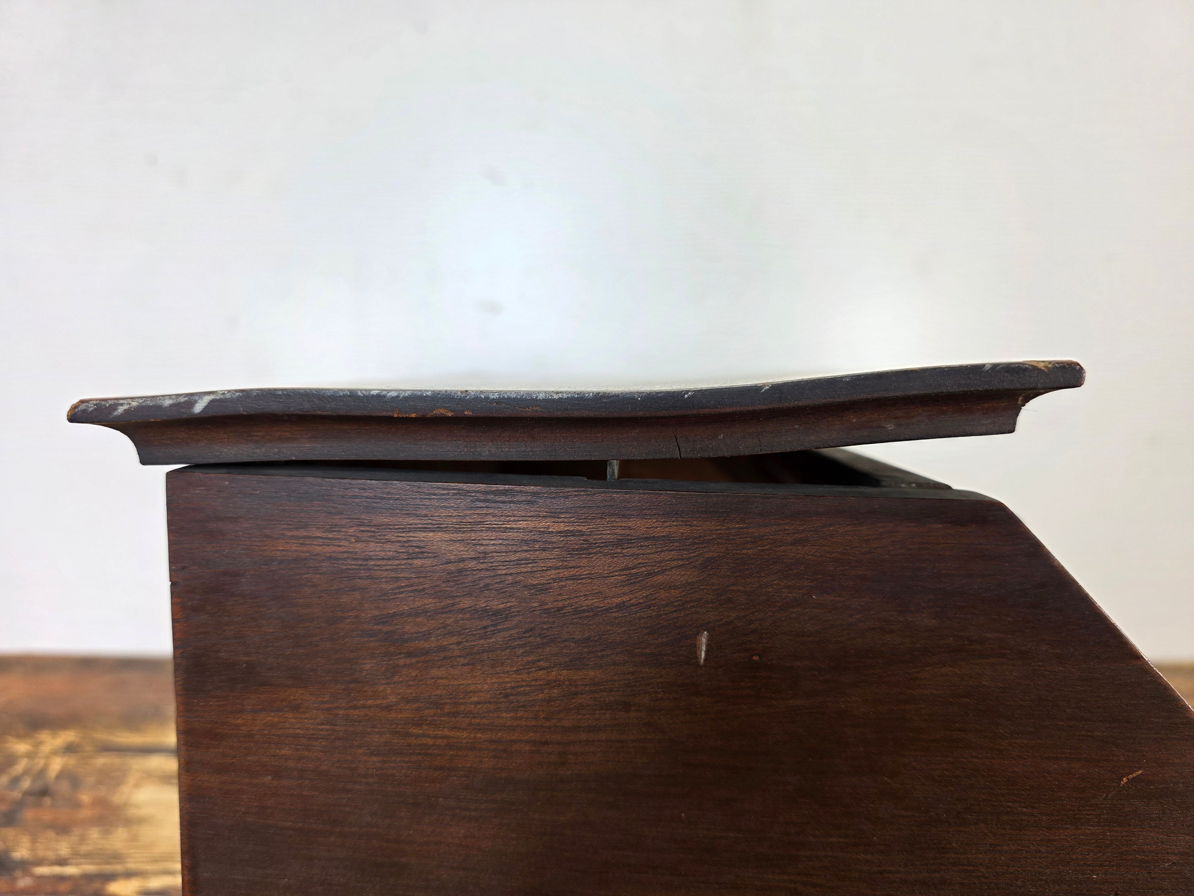 Antique Country Store Wood Countertop Showcase w/ Frosted Glass Jewelry Display