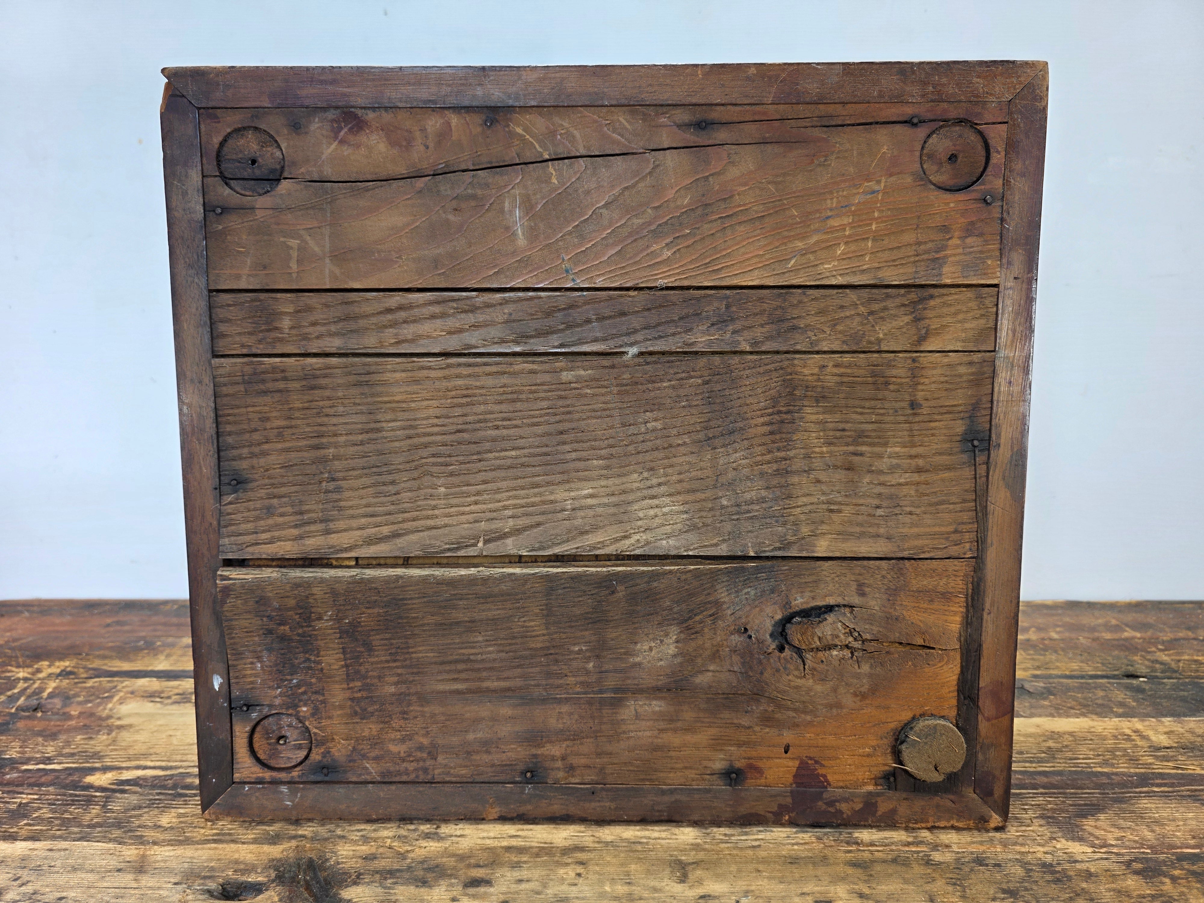 Antique Country Store Wood Countertop Showcase w/ Frosted Glass Jewelry Display