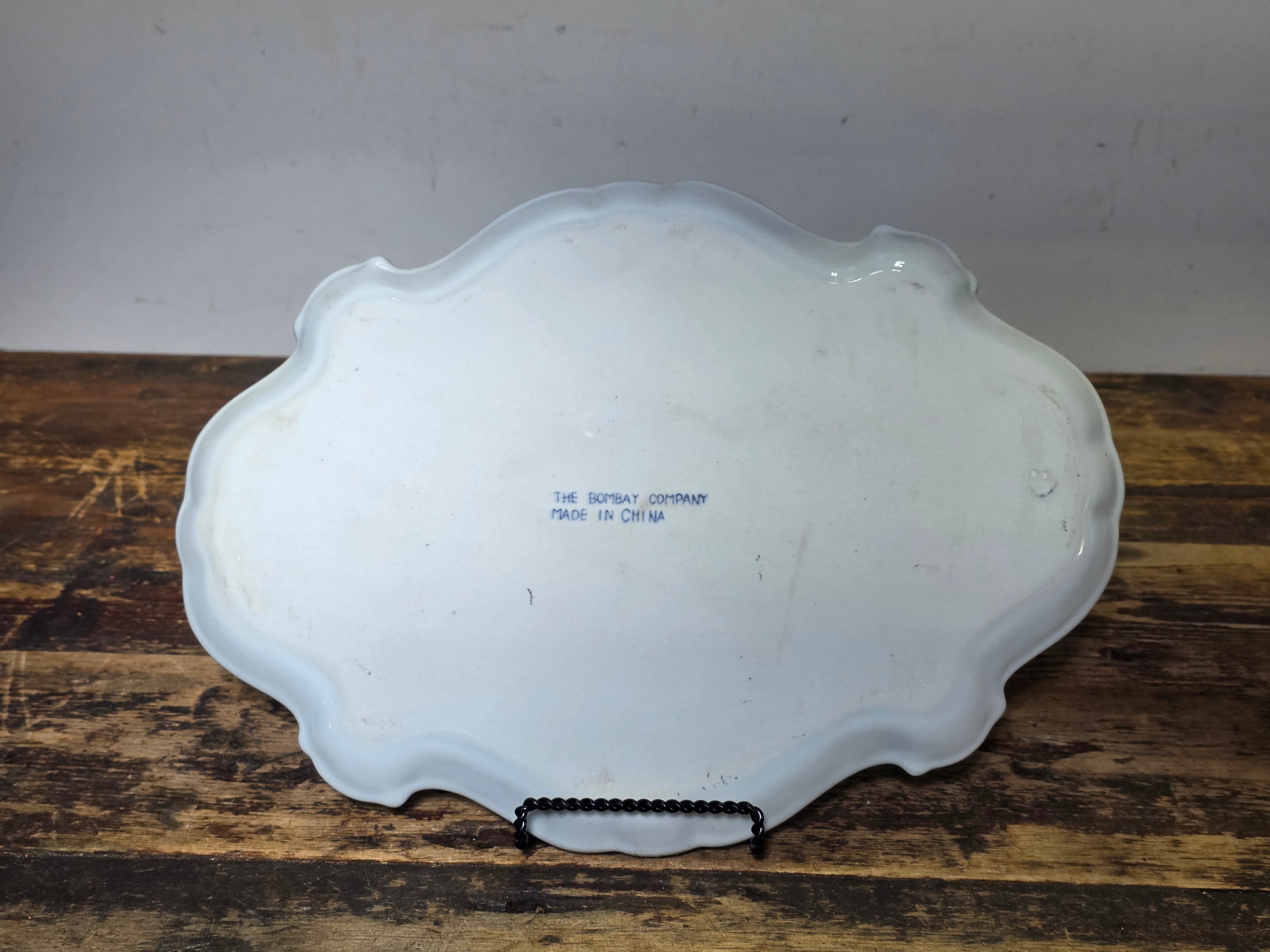 Vintage The Bombay Company Blue and White Chinoiserie Porcelain Platter