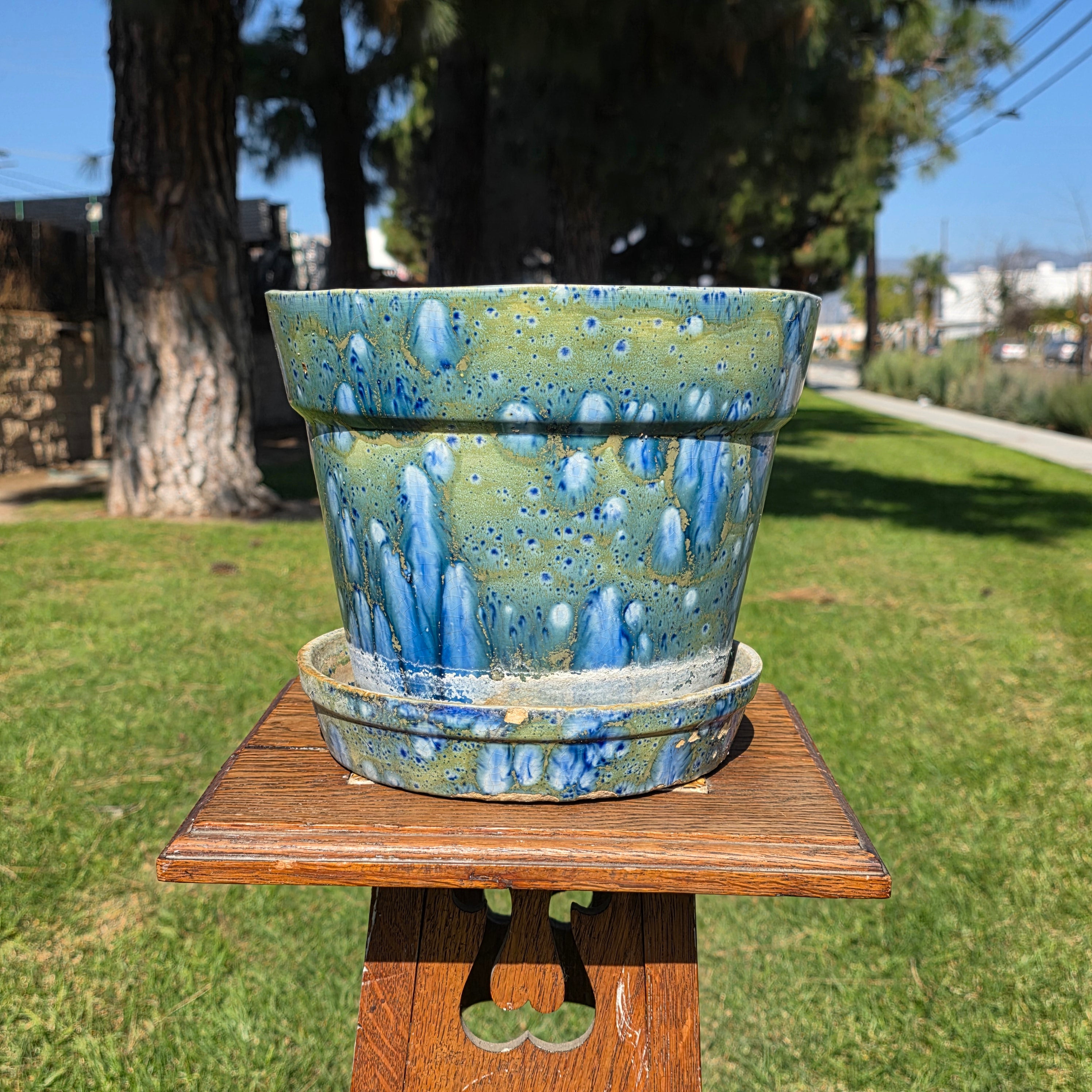 Handmade Studio Art Pottery Planter w/ Saucer - Signed Maria