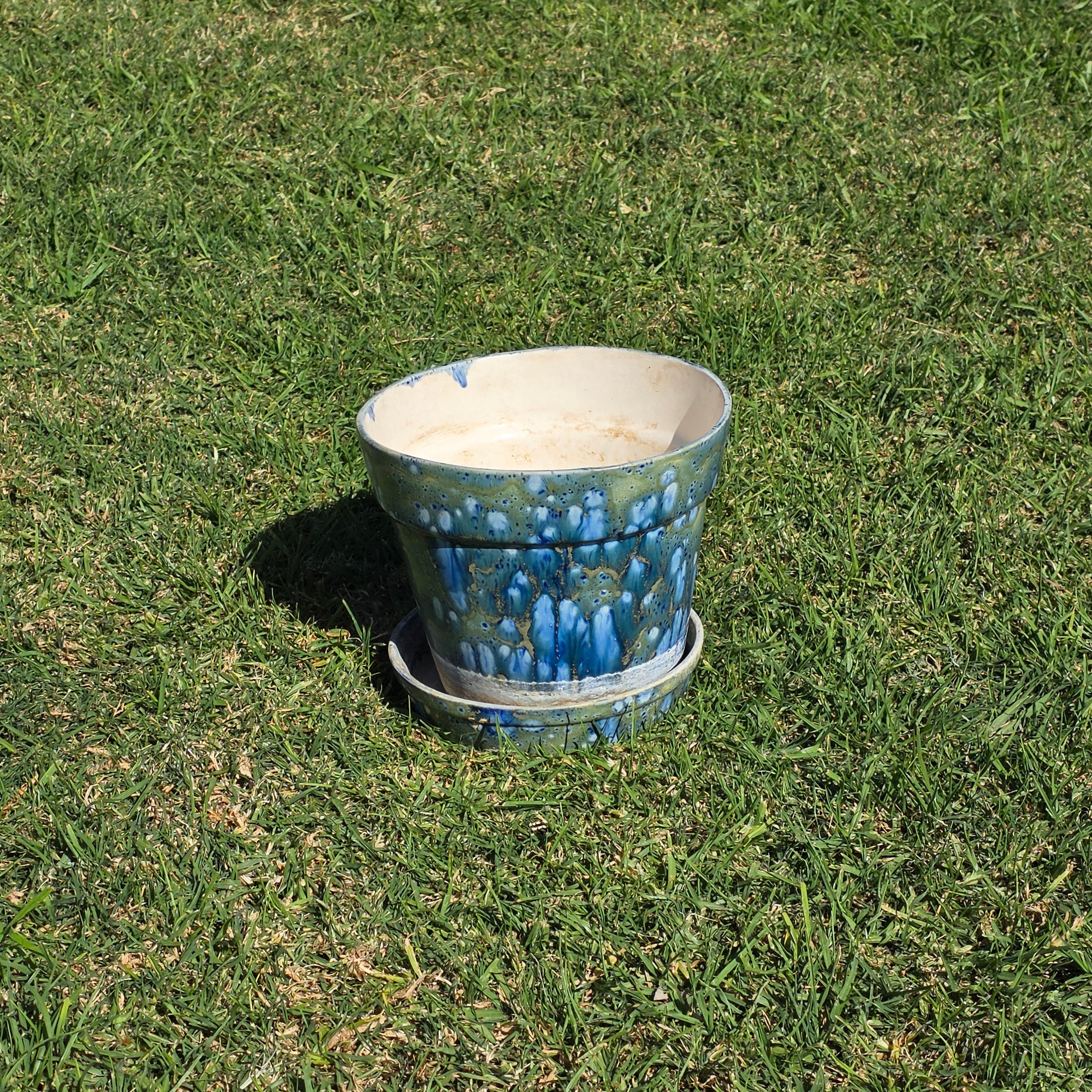 Handmade Studio Art Pottery Planter w/ Saucer - Signed Maria