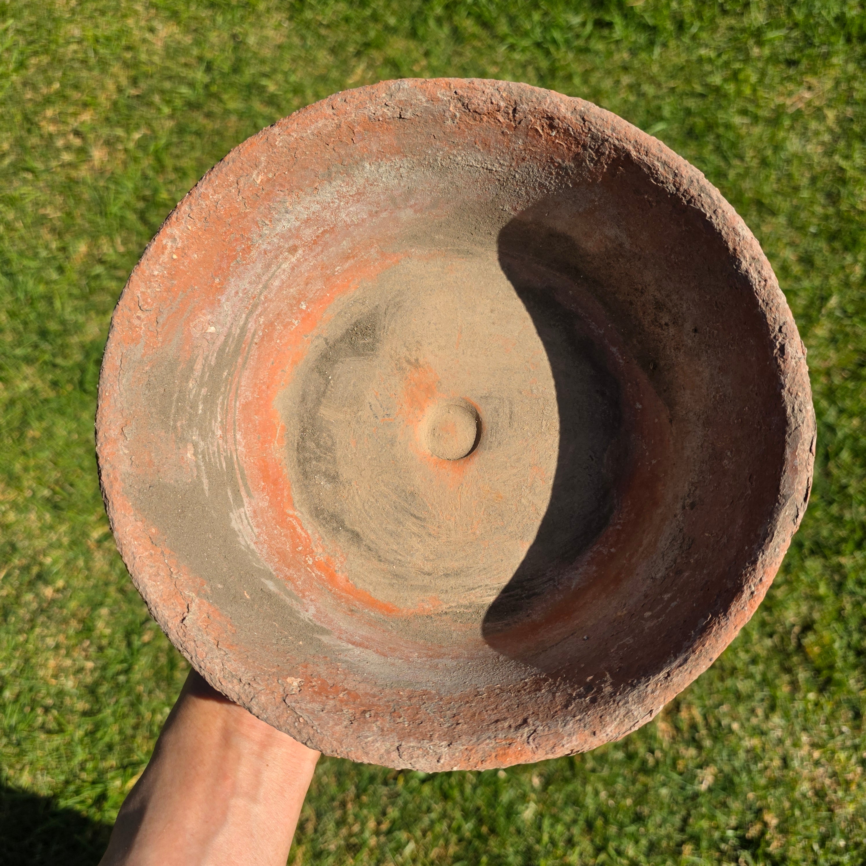 Vintage Weathered Terracotta Bowl - Aged Earthy Patina Planter 9"Dia x 3"H
