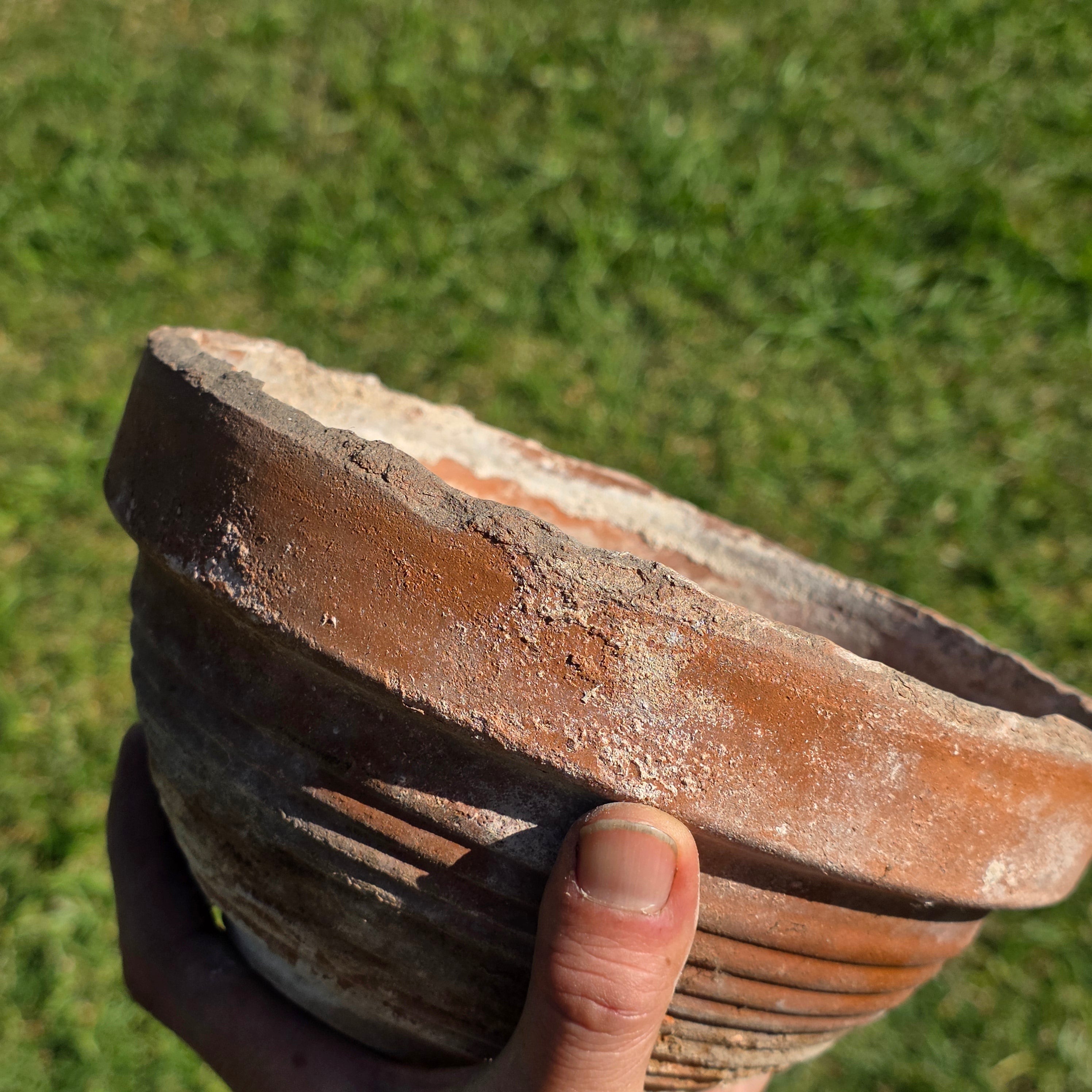 Vintage SILMA Italy Ribbed Terracotta Planter Pot - 7.75" Diameter