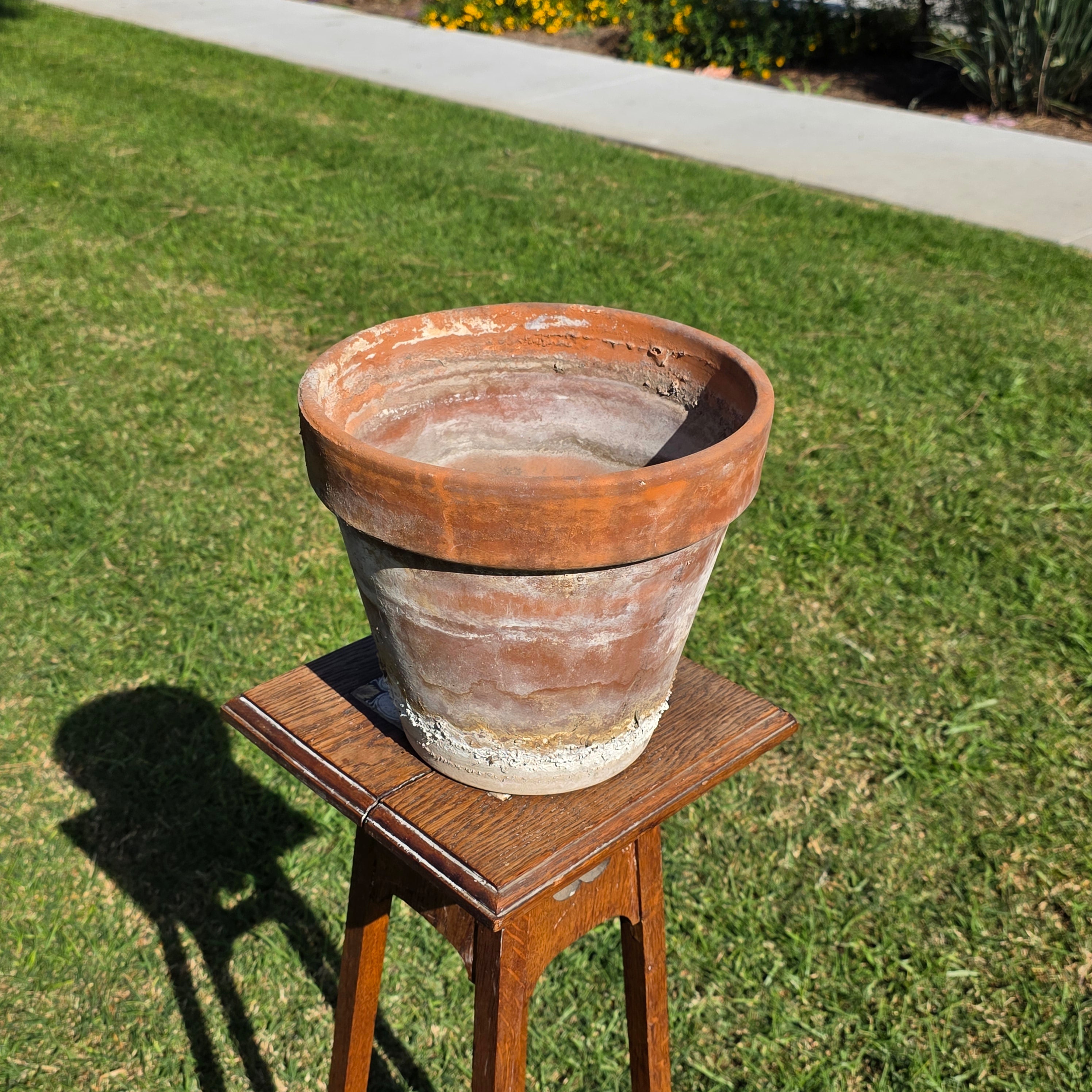 Vintage Weathered Terracotta Planter with Natural Antique Patina - 10.75"Dia