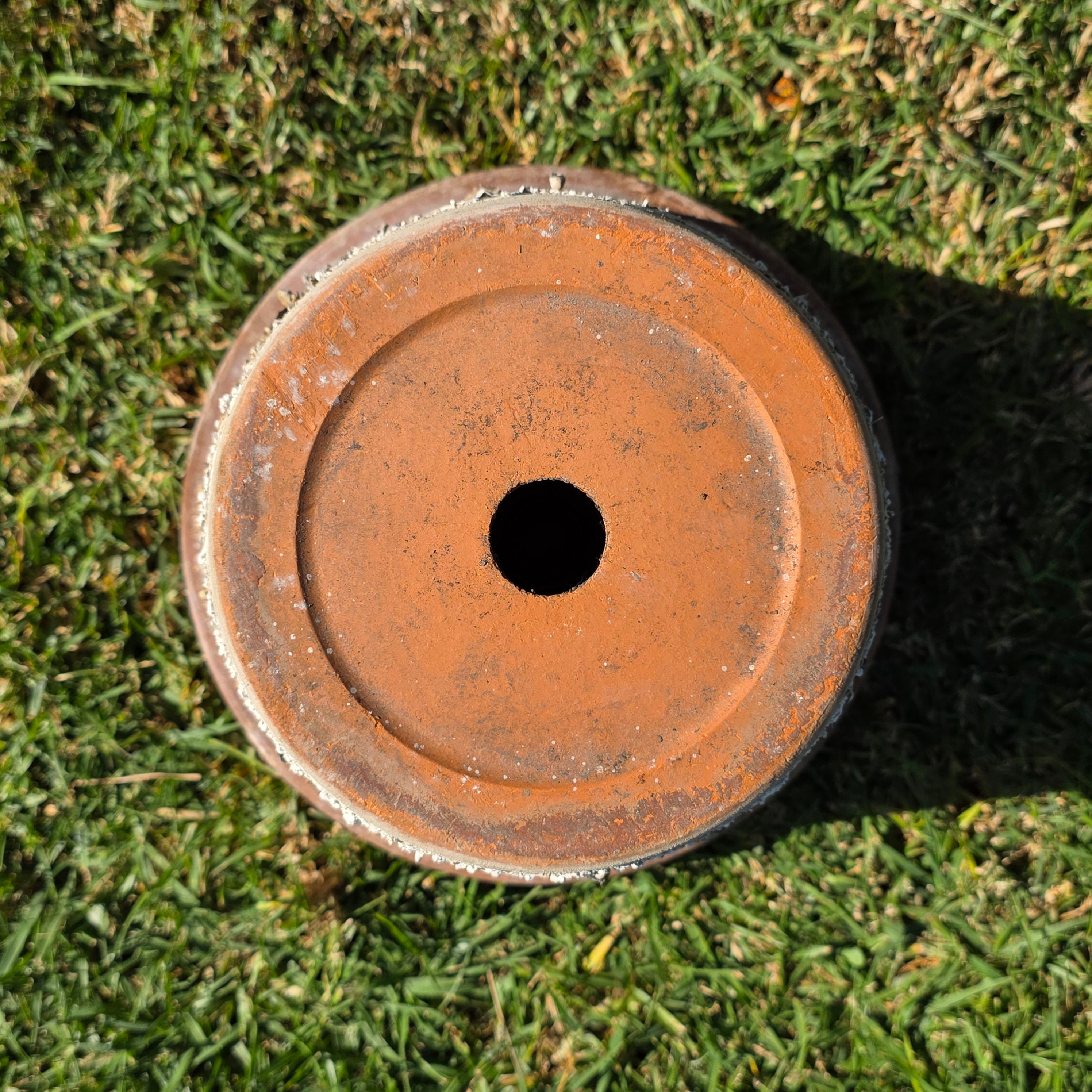 Vintage Weathered Terracotta Planter with Natural Antique Patina - 10.75"Dia