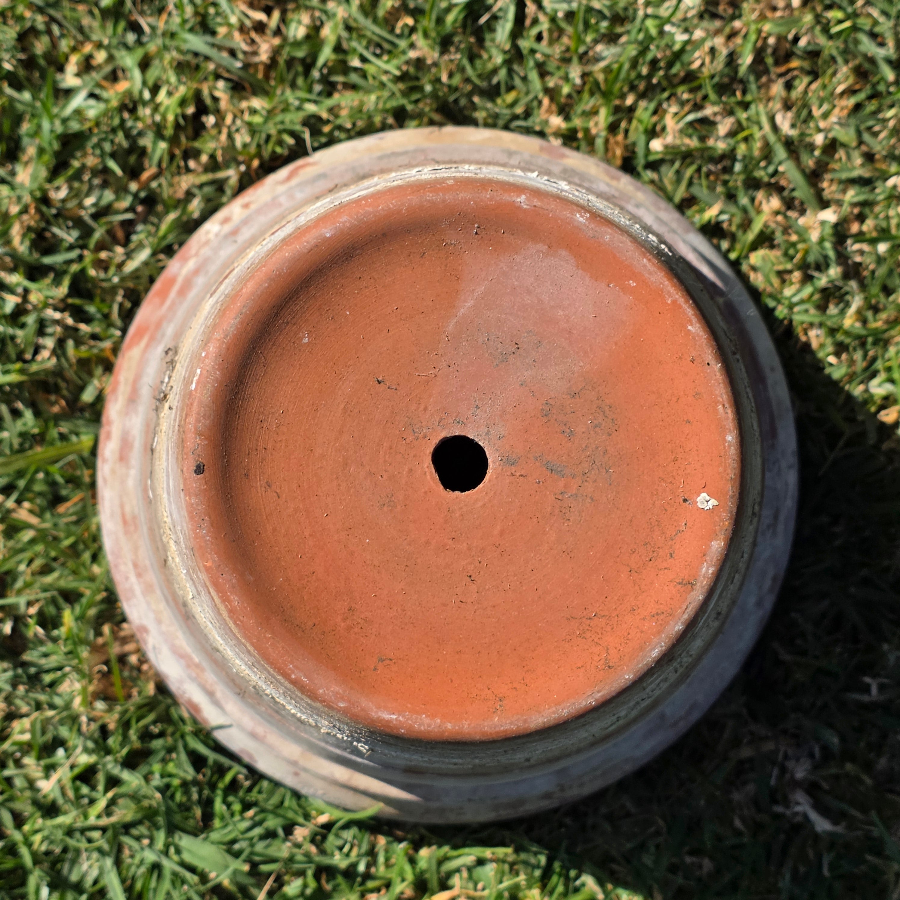 Vintage 8.5" Stepped Rim Terracotta Planter - Aged Architectural Garden Pot