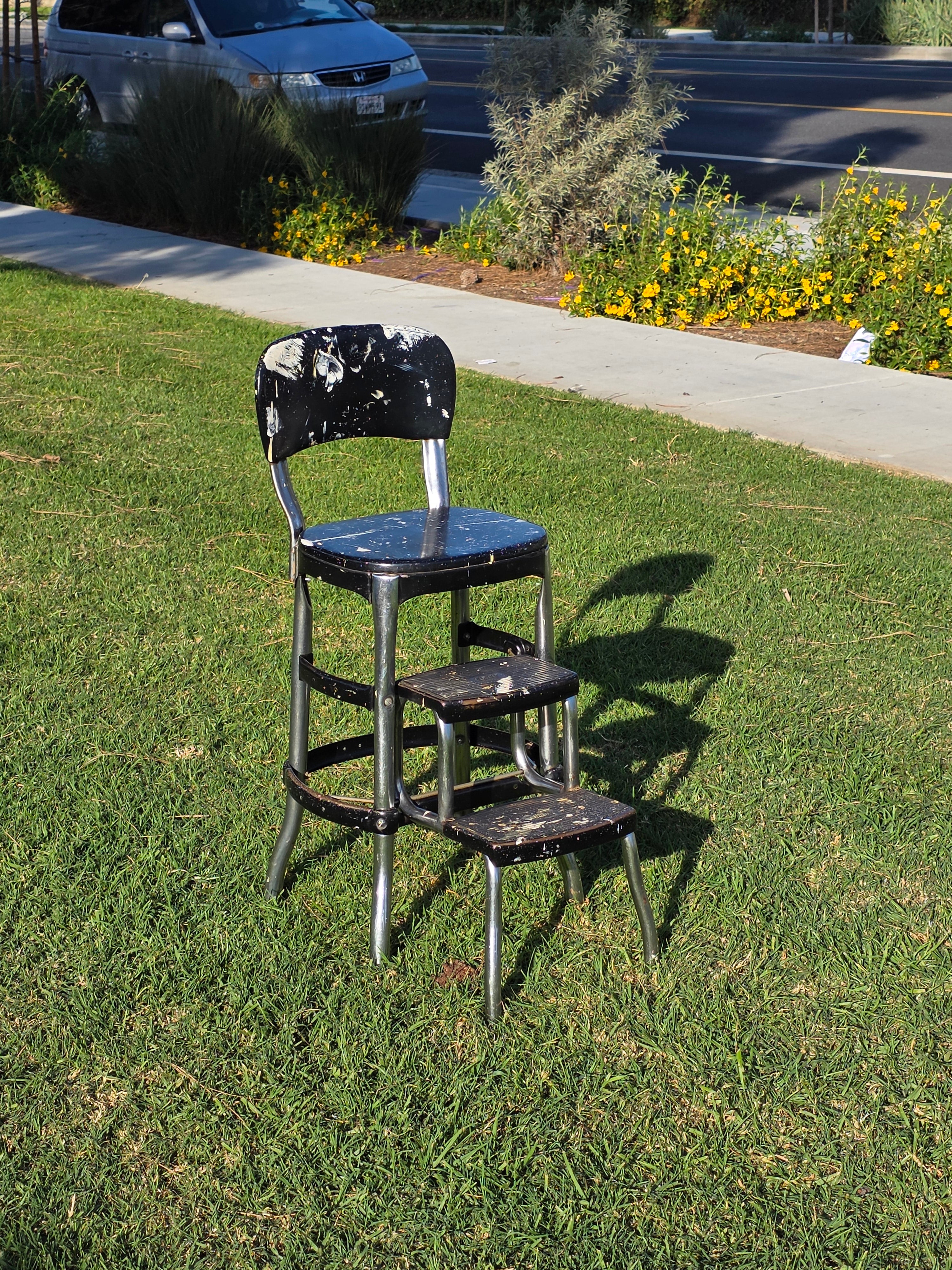 Vintage COSCO 2-Step Stool Kitchen Chair Black Mid-Century Industrial