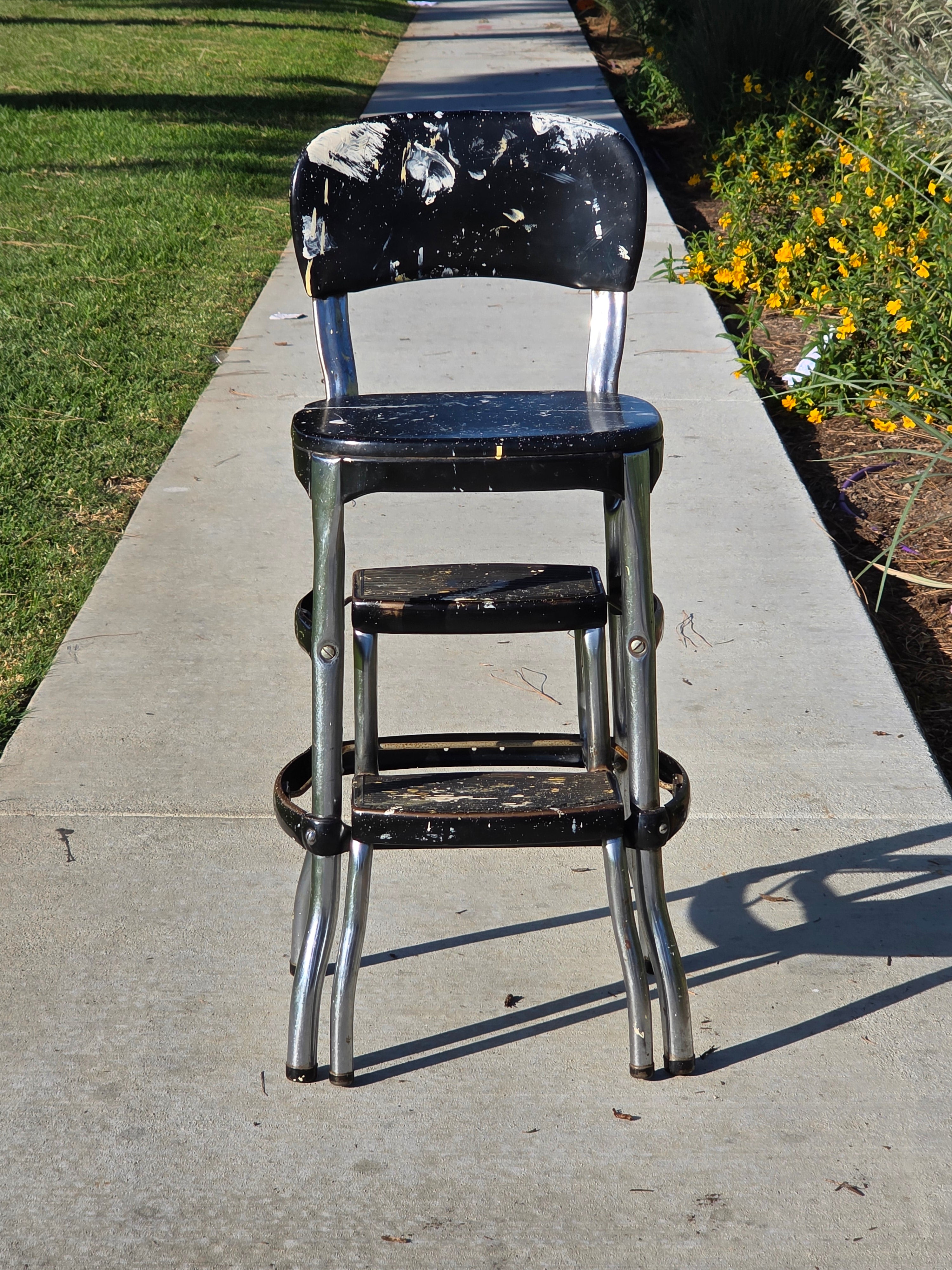Vintage COSCO 2-Step Stool Kitchen Chair Black Mid-Century Industrial