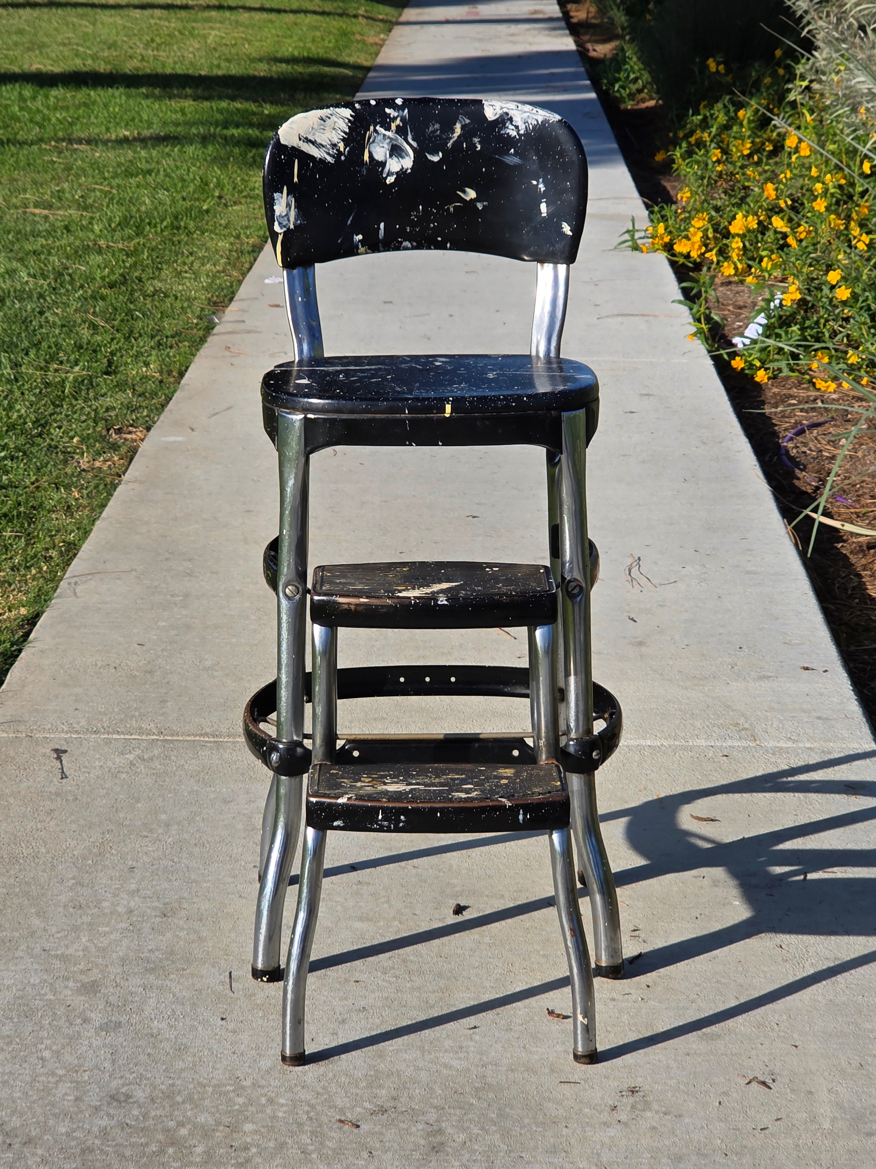 Vintage COSCO 2-Step Stool Kitchen Chair Black Mid-Century Industrial