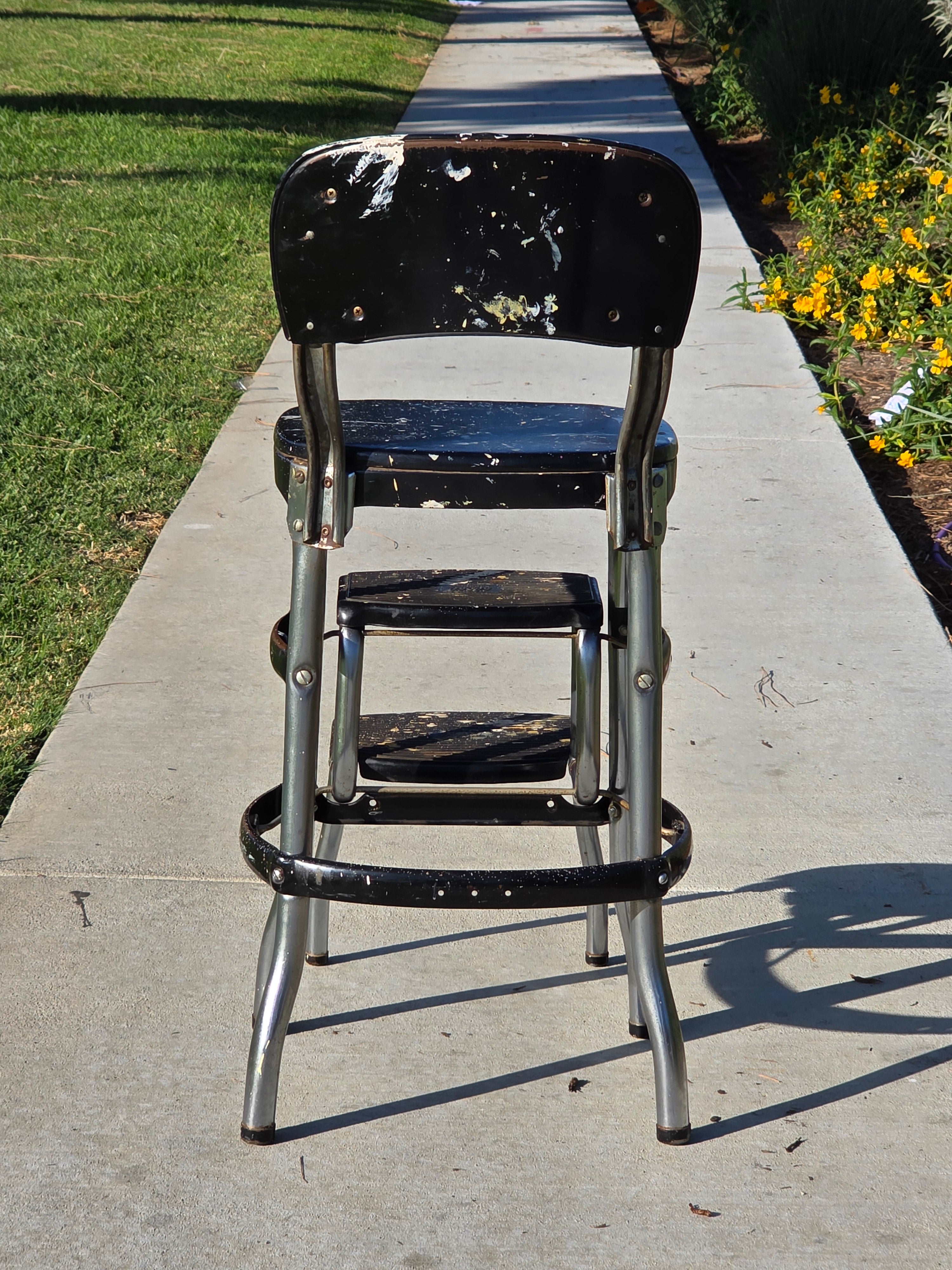 Vintage COSCO 2-Step Stool Kitchen Chair Black Mid-Century Industrial