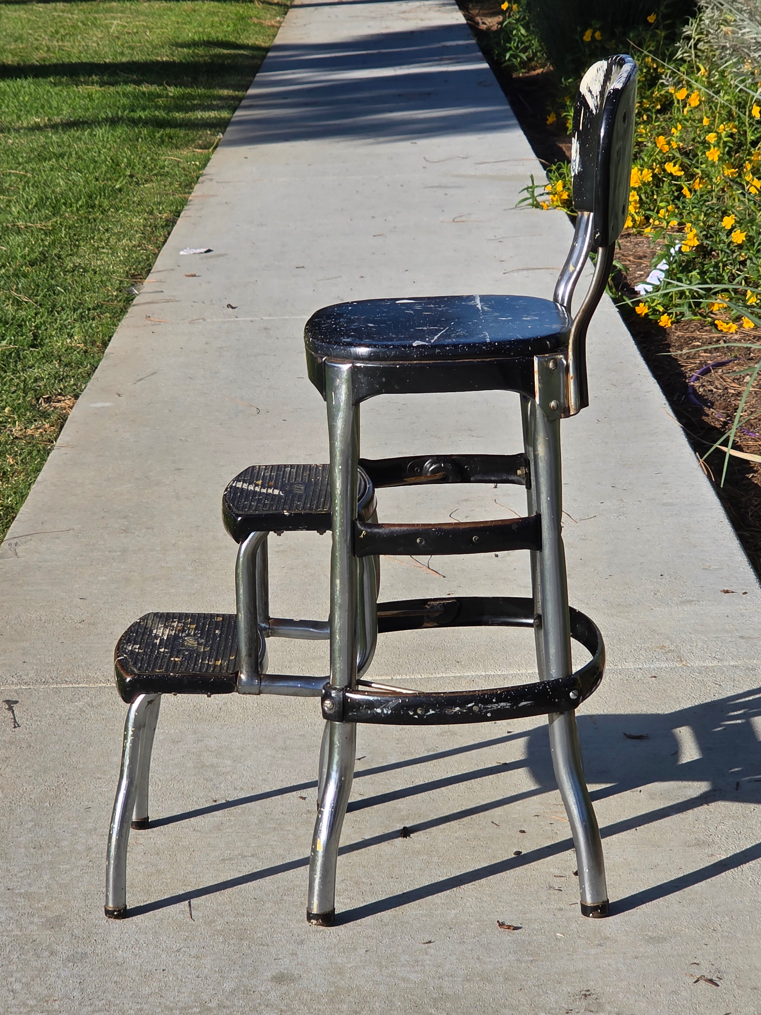 Vintage COSCO 2-Step Stool Kitchen Chair Black Mid-Century Industrial