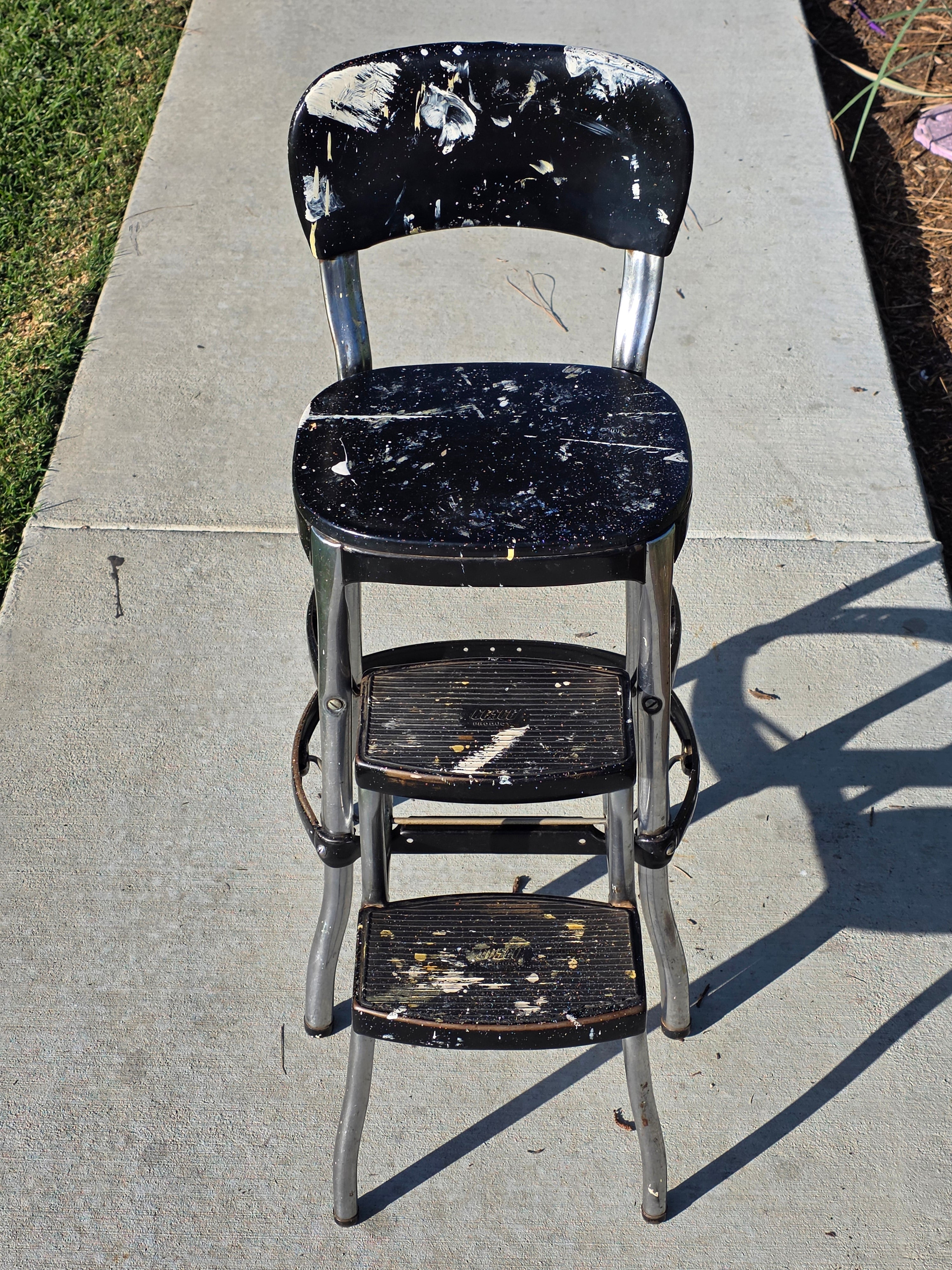 Vintage COSCO 2-Step Stool Kitchen Chair Black Mid-Century Industrial