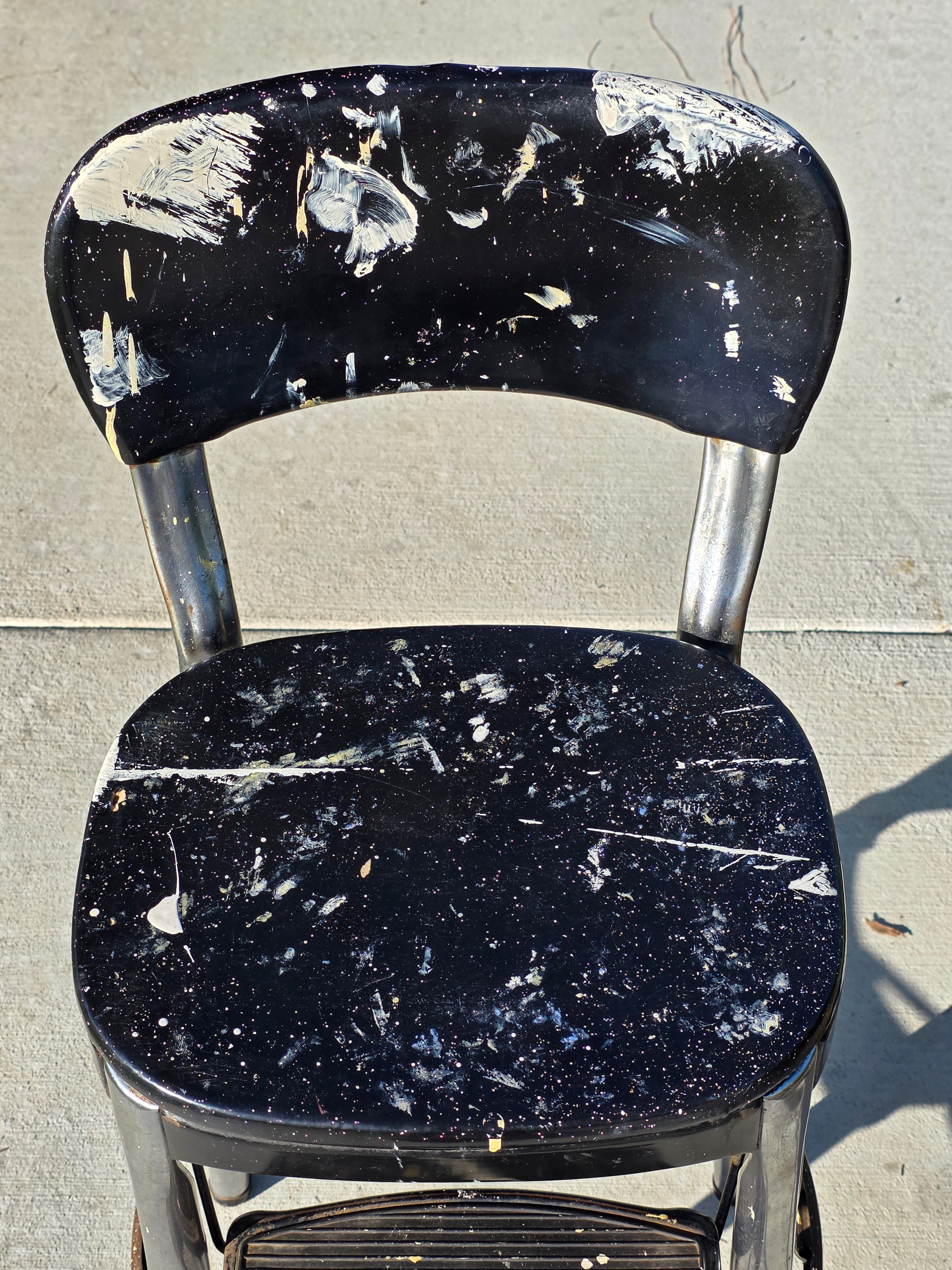 Vintage COSCO 2-Step Stool Kitchen Chair Black Mid-Century Industrial