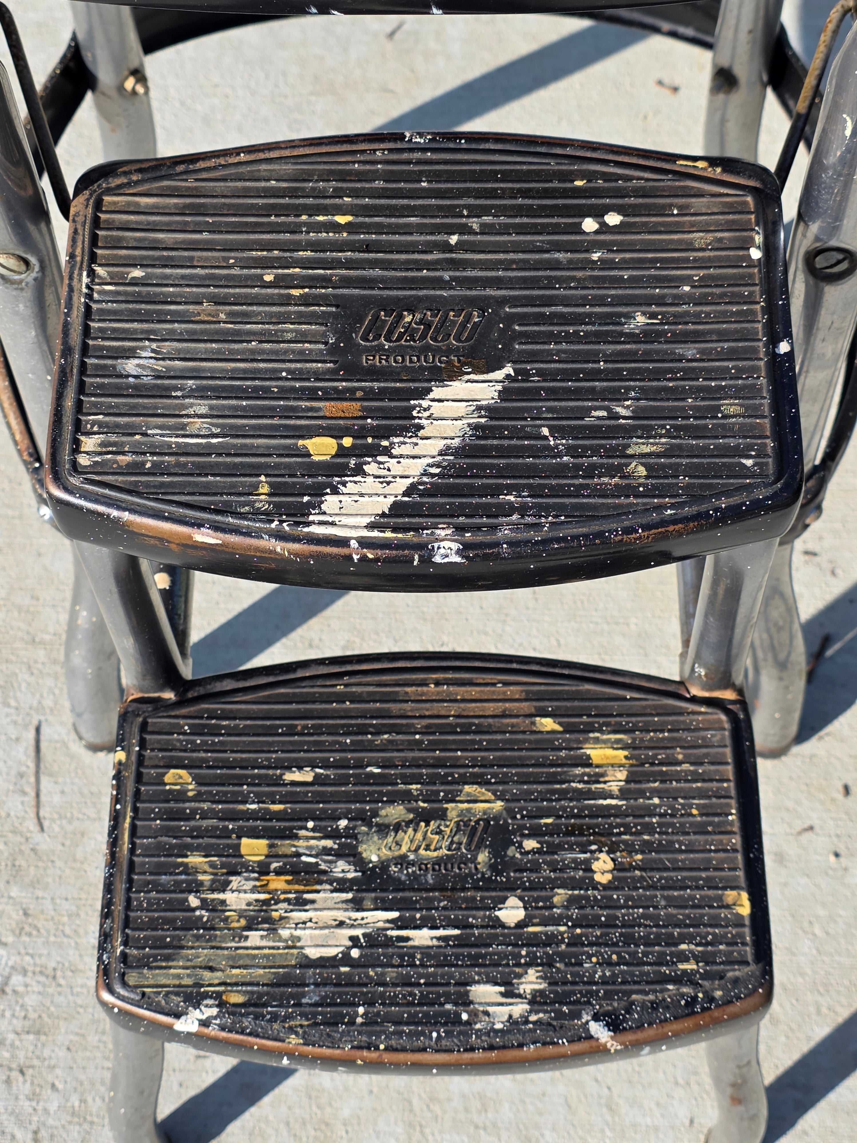 Vintage COSCO 2-Step Stool Kitchen Chair Black Mid-Century Industrial