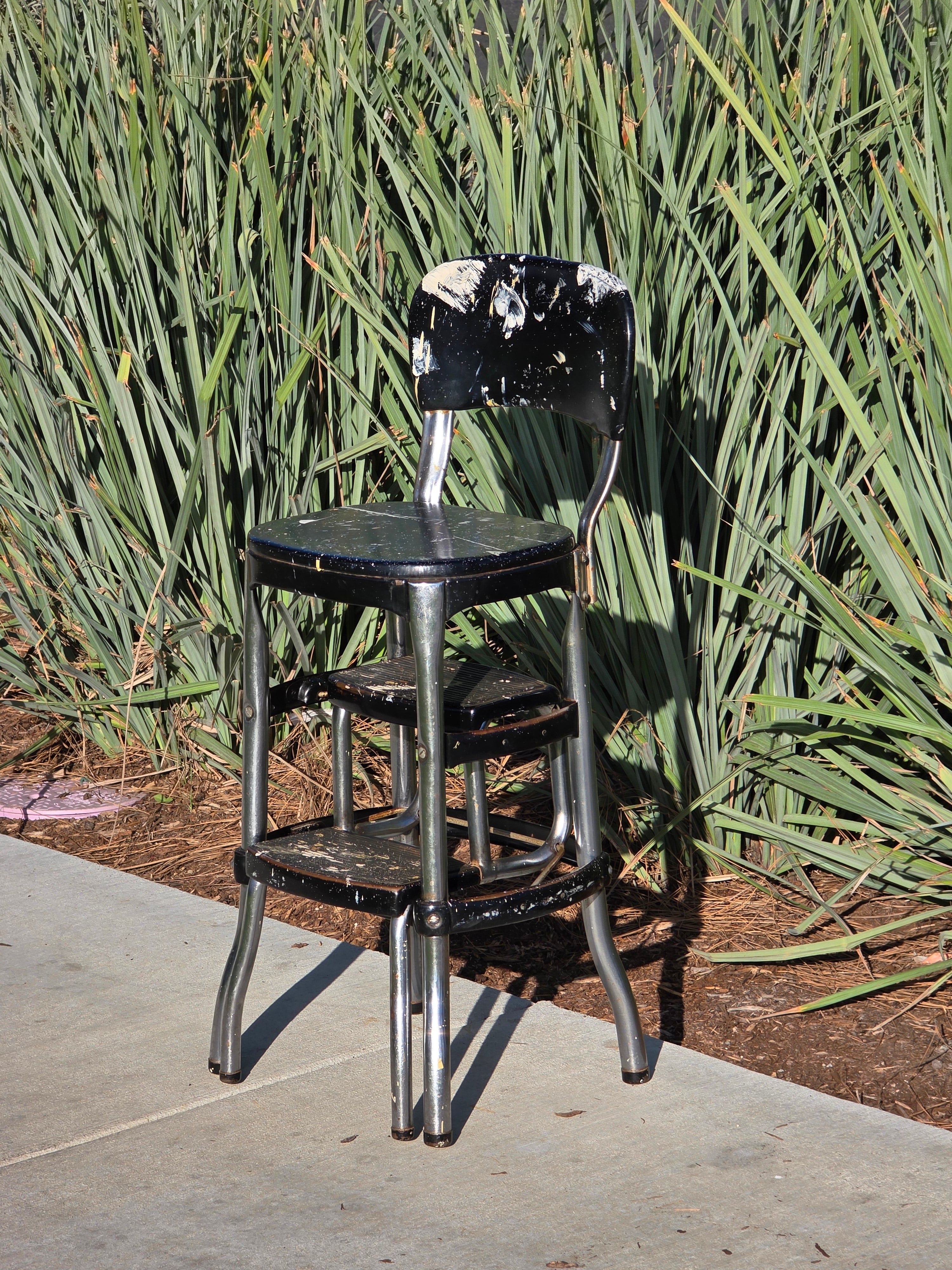 Vintage COSCO 2-Step Stool Kitchen Chair Black Mid-Century Industrial