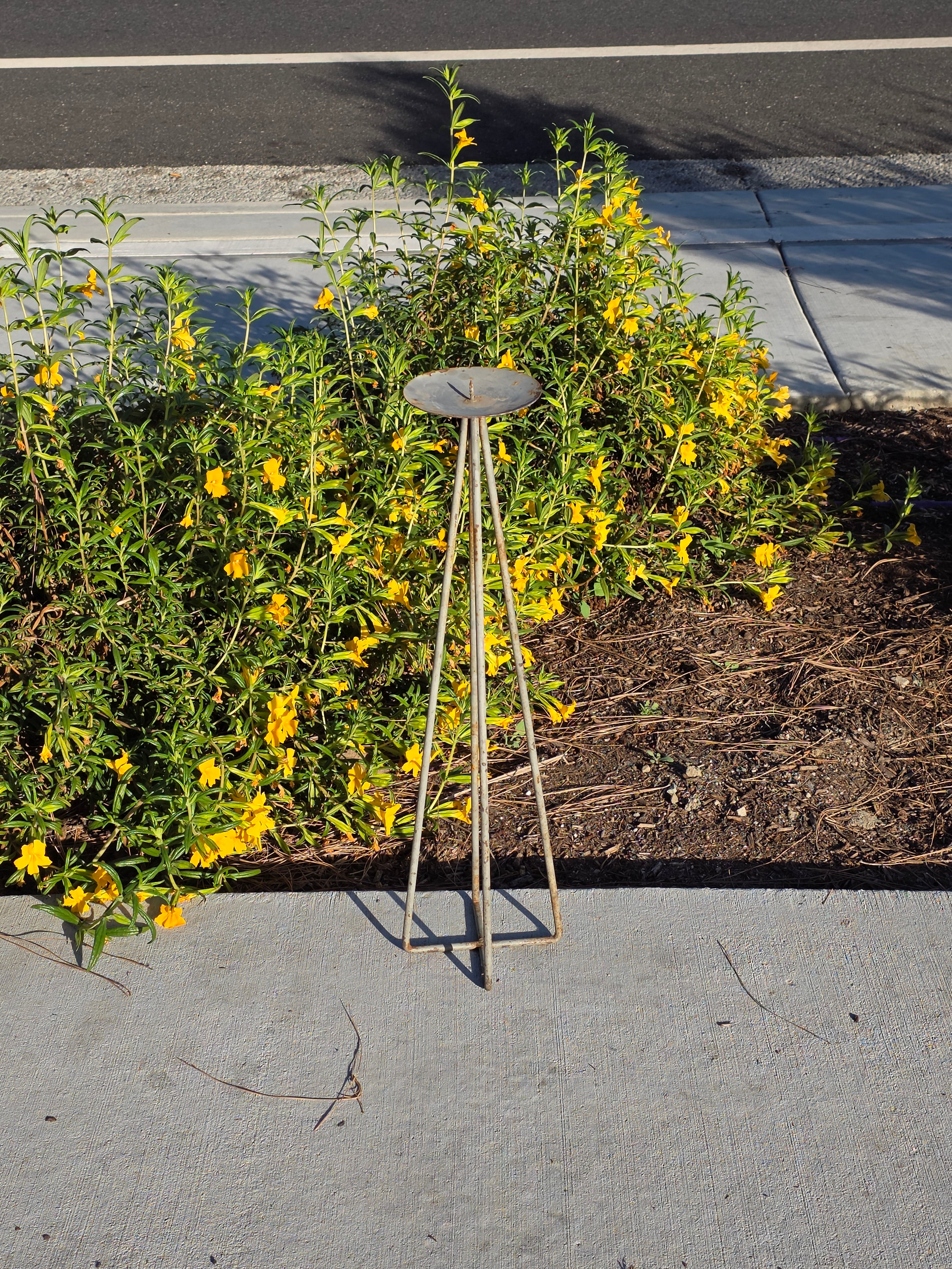Vintage Mid-Century Modern 4-Leg Iron Pillar Candle Holder Stand 25"H