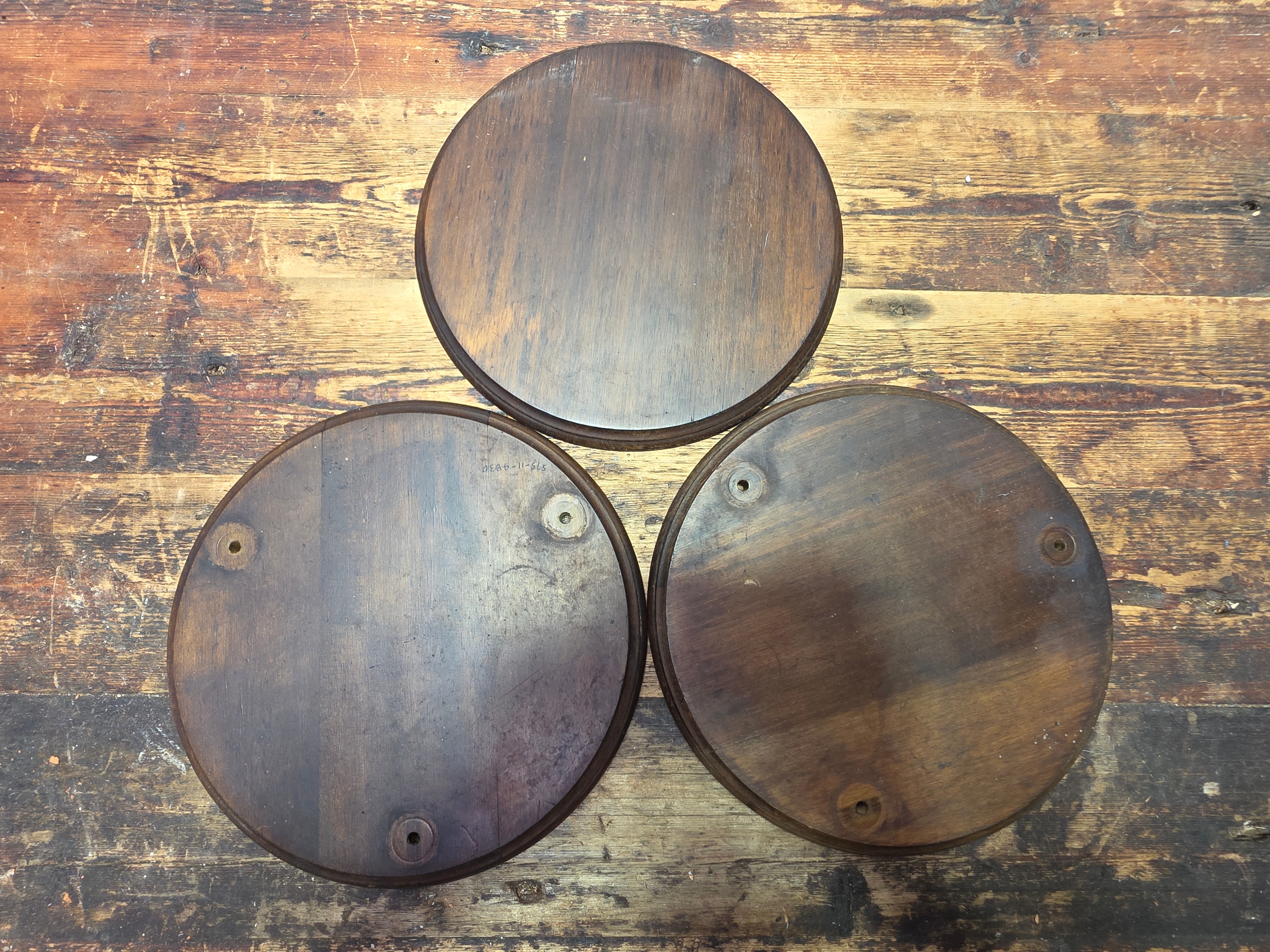 Vintage 3-Tier Turned Wood Plant Stand & Round Side Table (Circa 1960s)