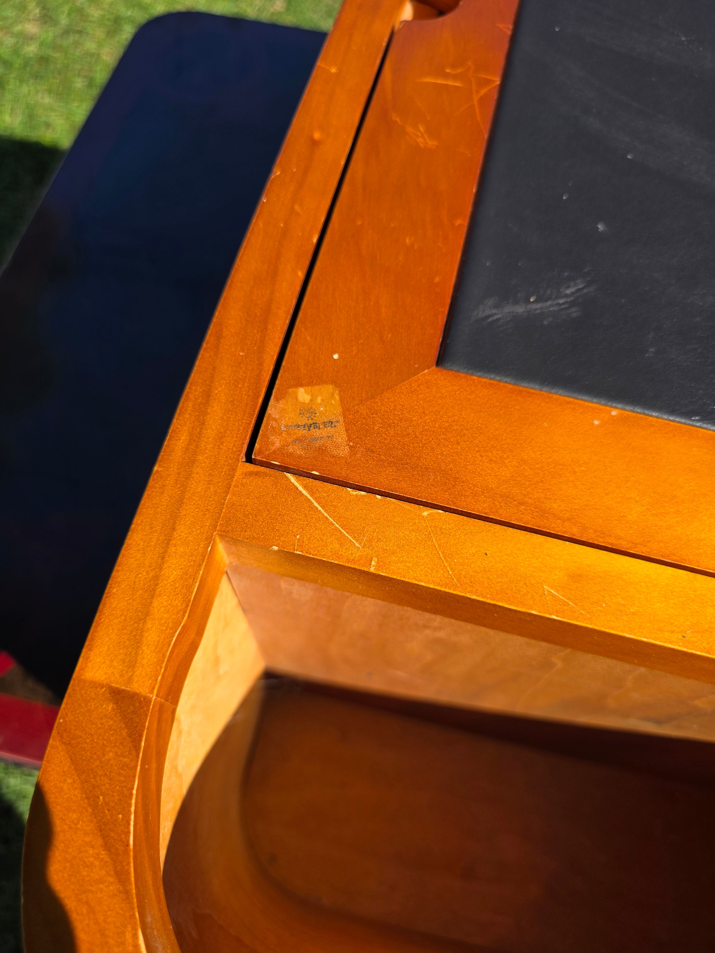 Vintage Solid Pine & Leather Laptop Bed Tray with Side Magazine Racks