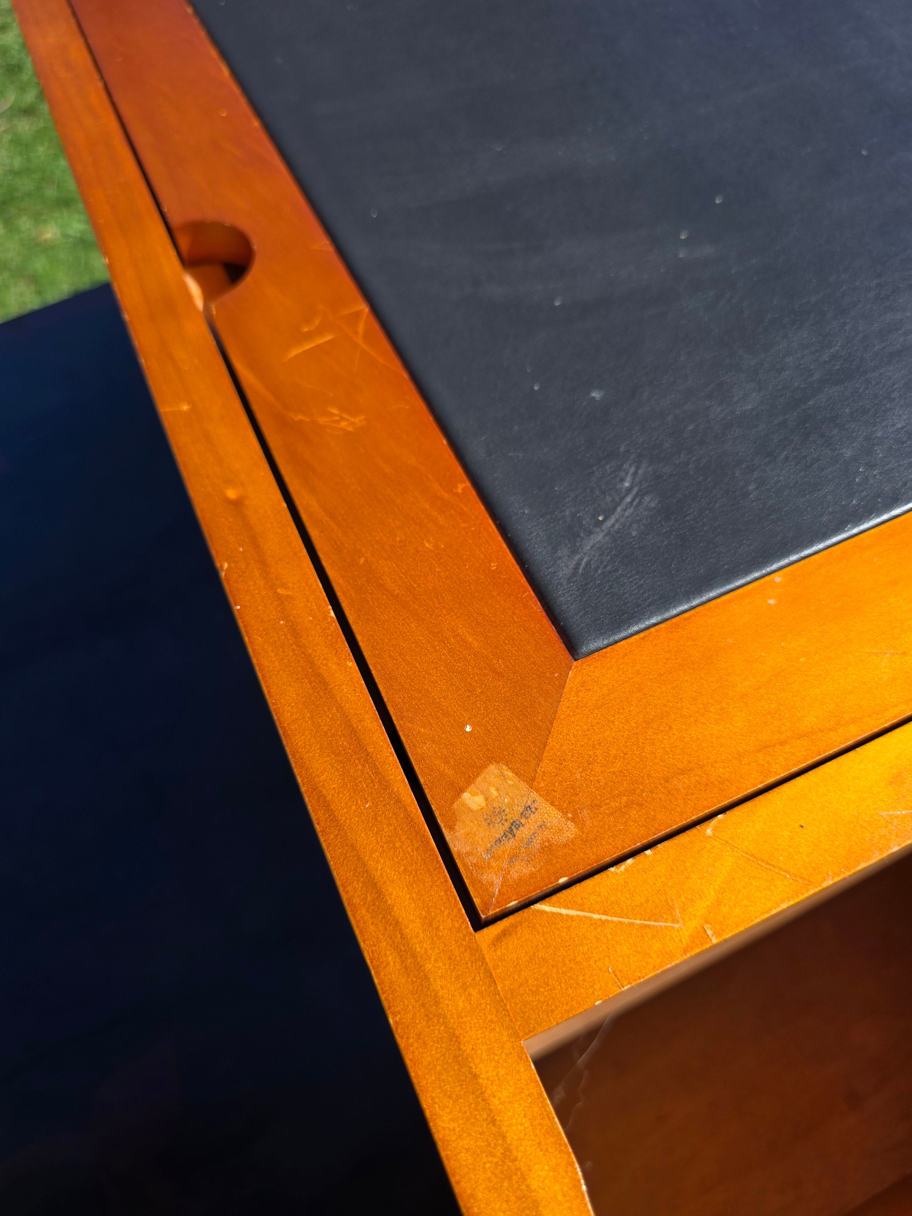 Vintage Solid Pine & Leather Laptop Bed Tray with Side Magazine Racks