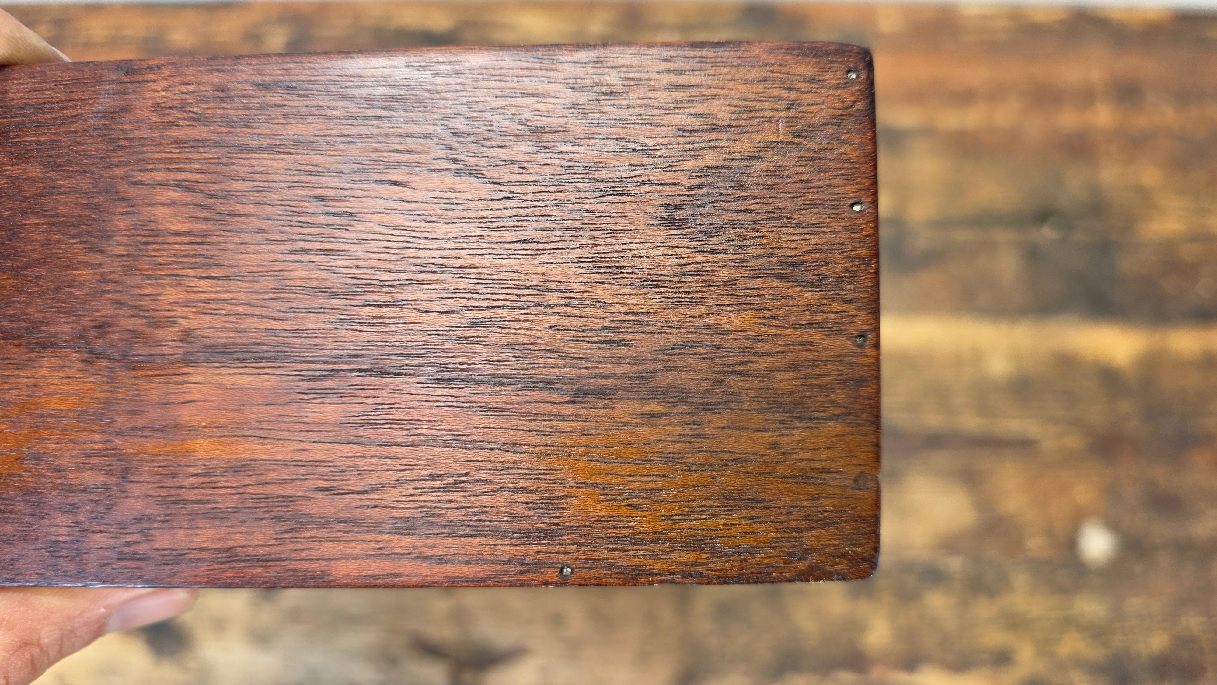 Vintage 4-Compartment Wooden Desk Organizer Tray with Pin-Nail Construction