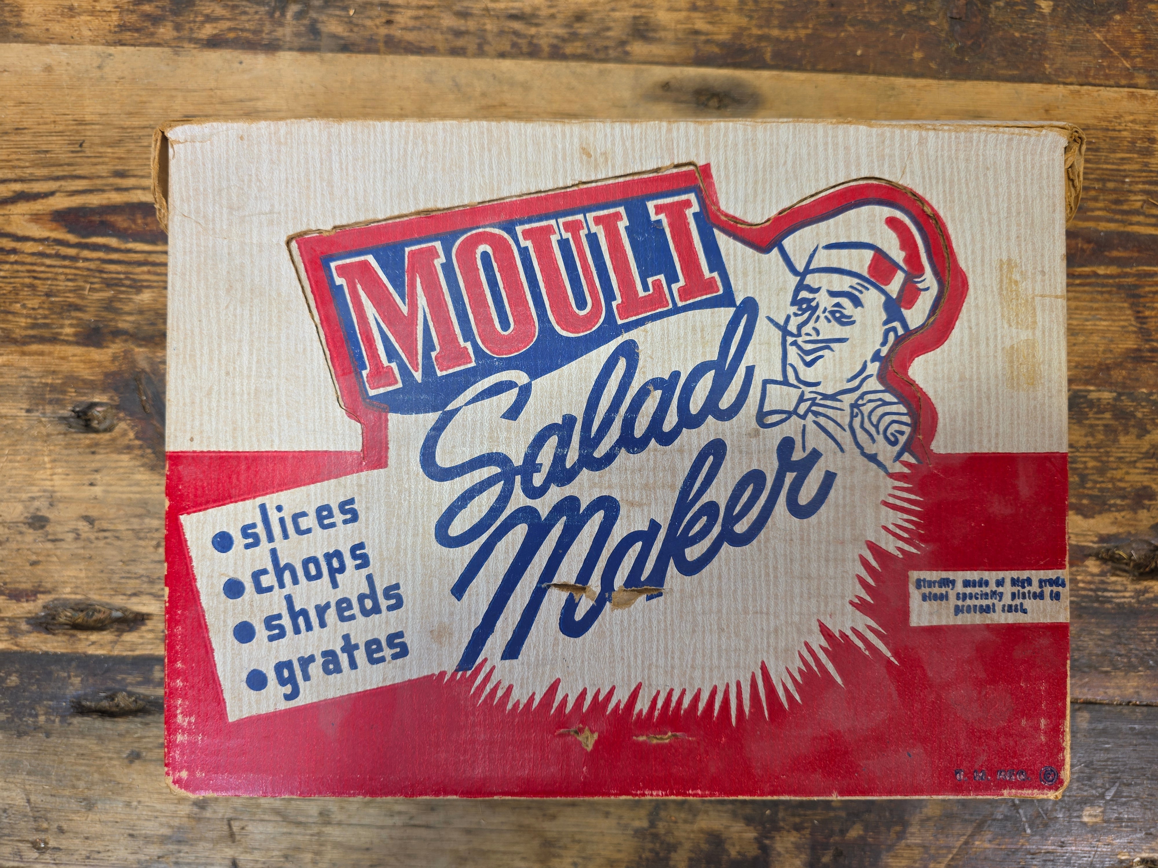 Vintage Mouli Salad Maker in Original Box w/ 5 Discs & Circle Guides