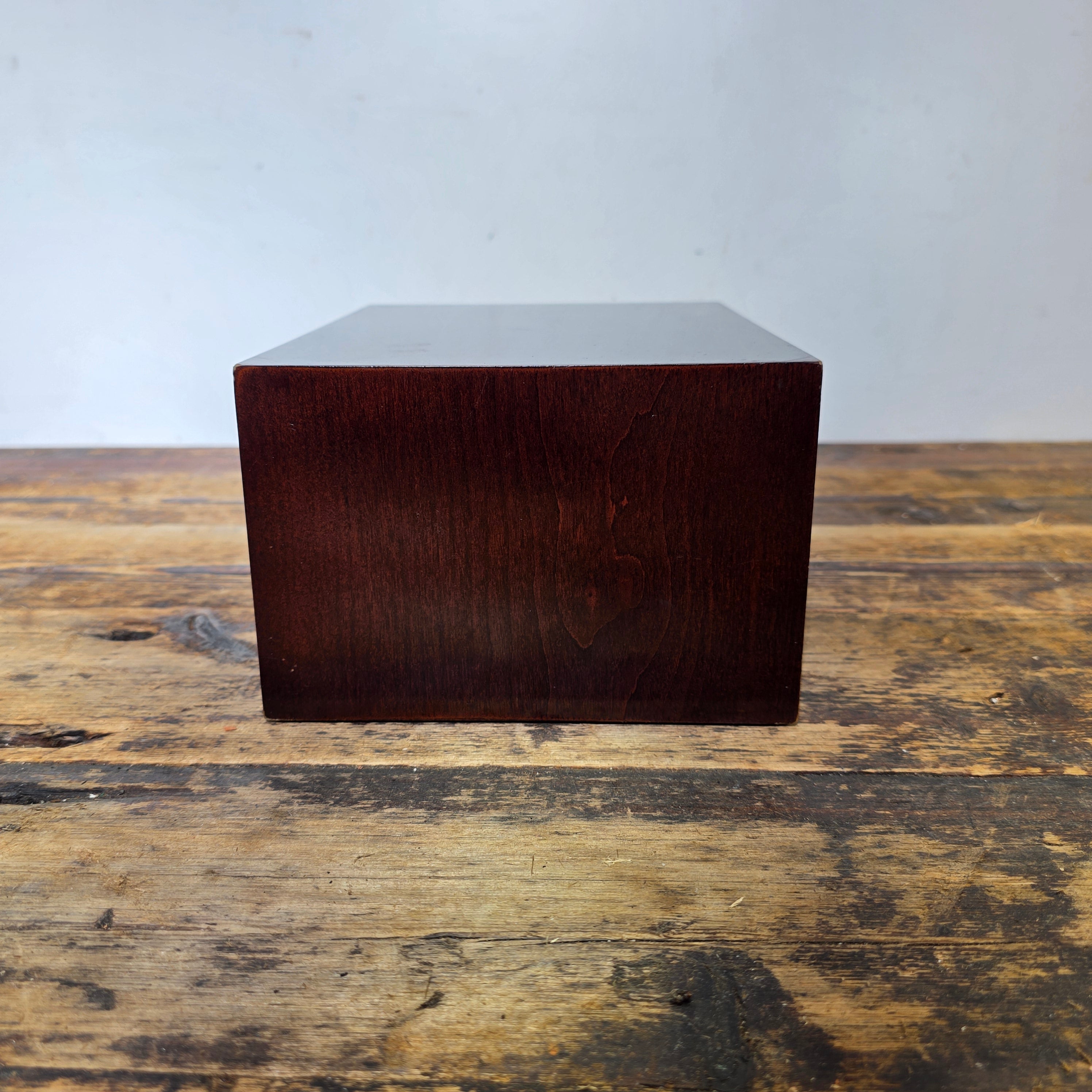 Levenger 3-Drawer Desktop Organizer Chest Wood & Stitched Leather Inlay