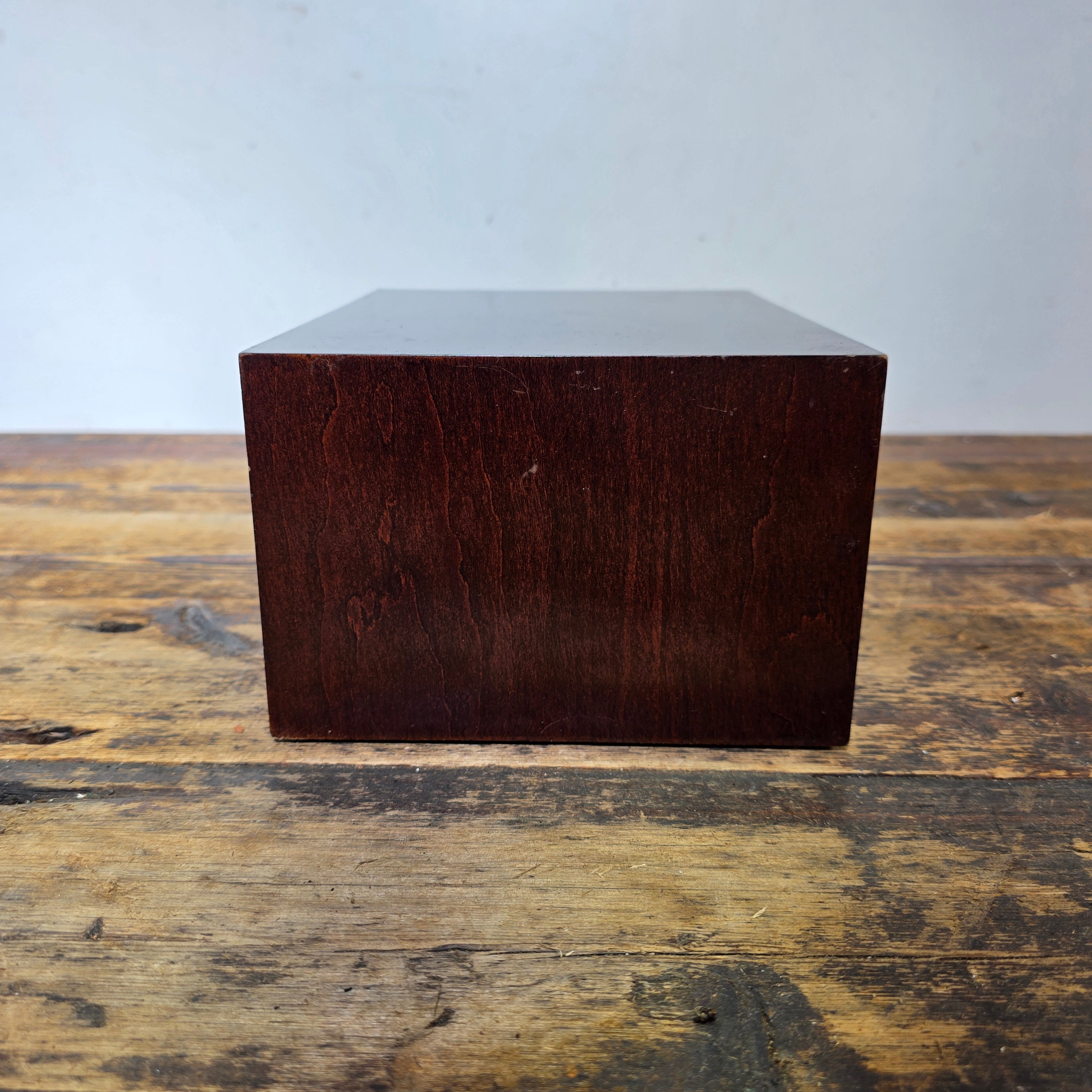 Levenger 3-Drawer Desktop Organizer Chest Wood & Stitched Leather Inlay